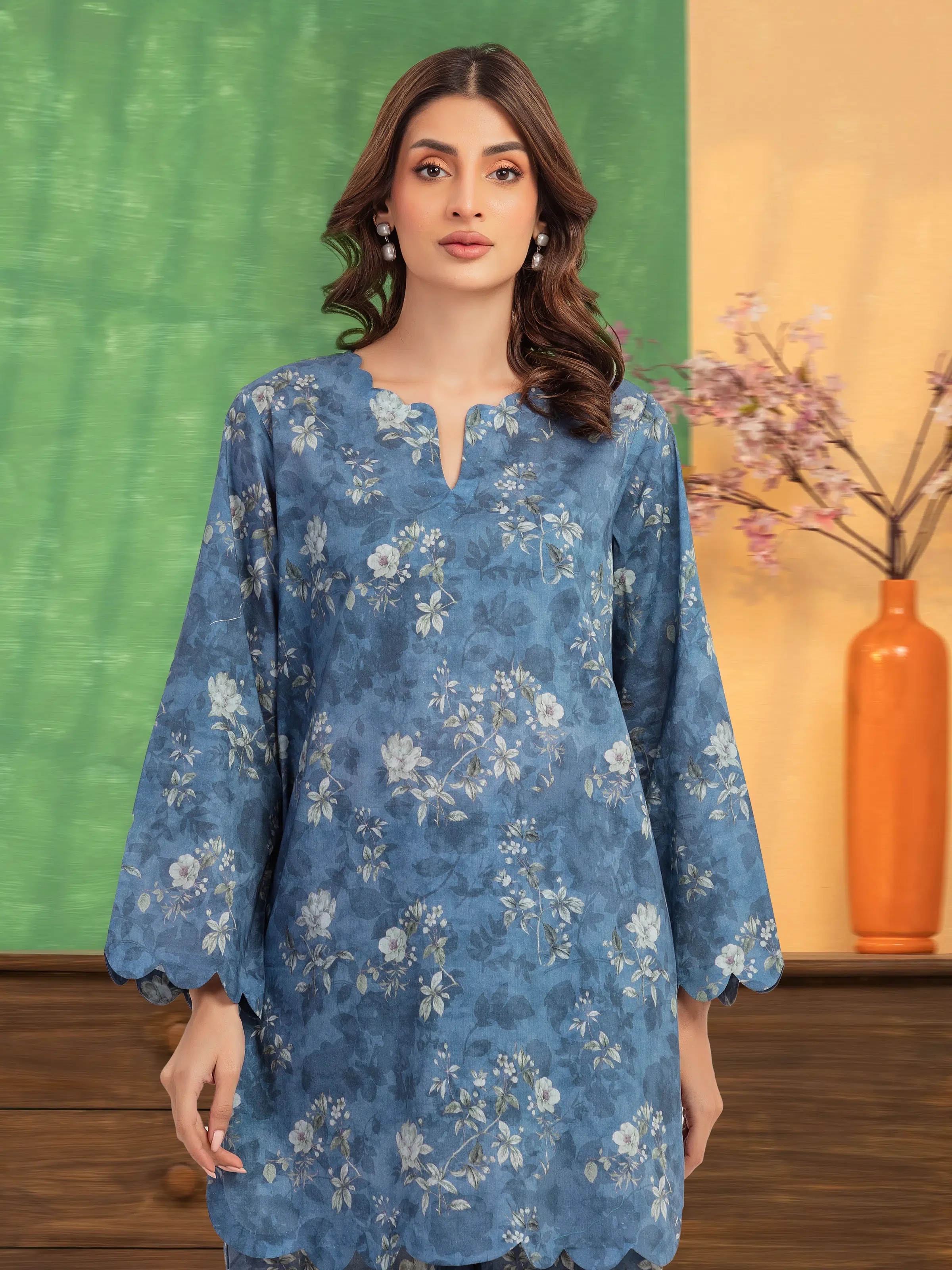 Unstitched Printed Lawn Shirt Trouser - EWU5A1-35694ST - Image 2