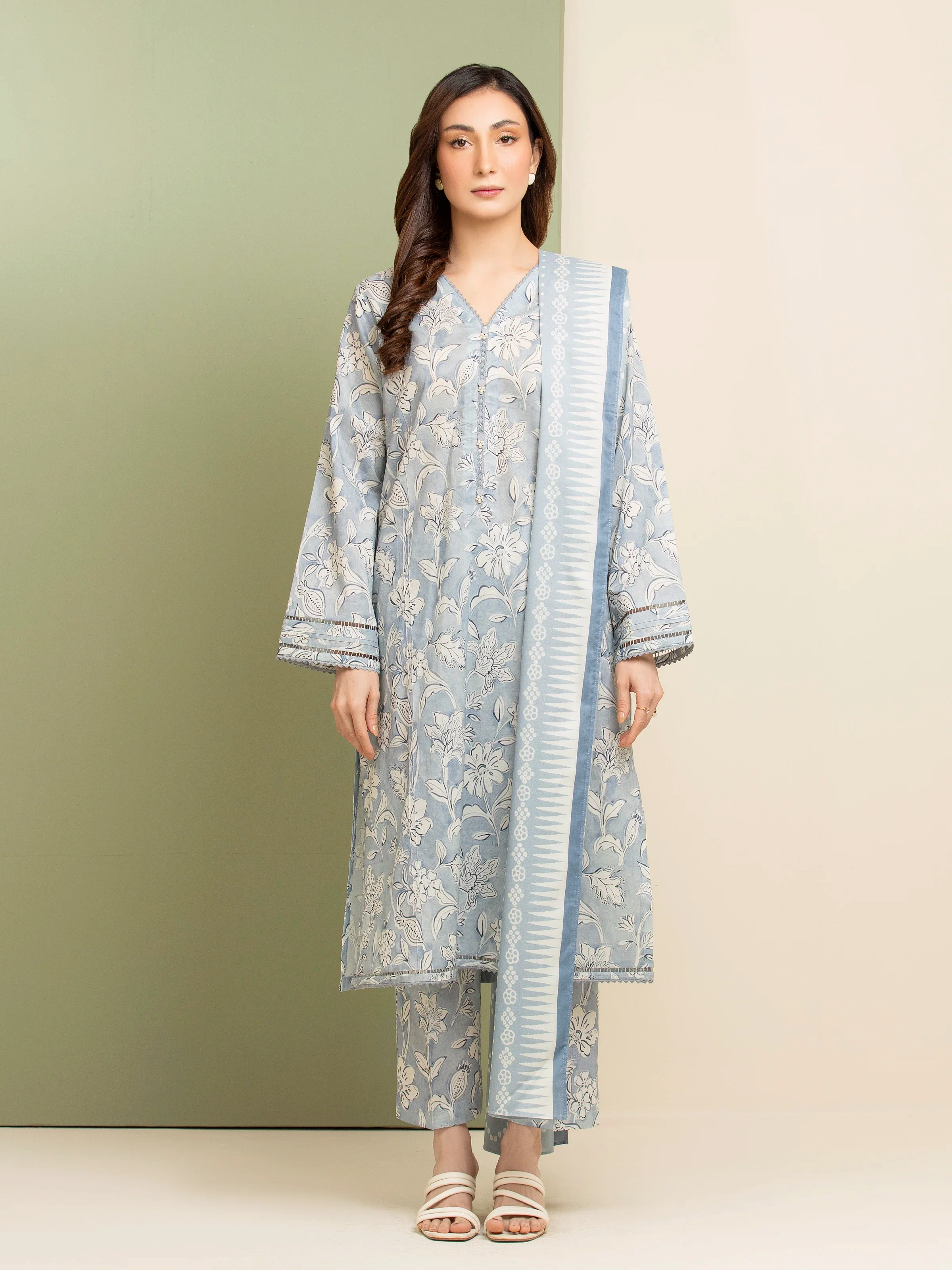 Unstitched Printed Lawn Suit - EWU5A1-35087-3P