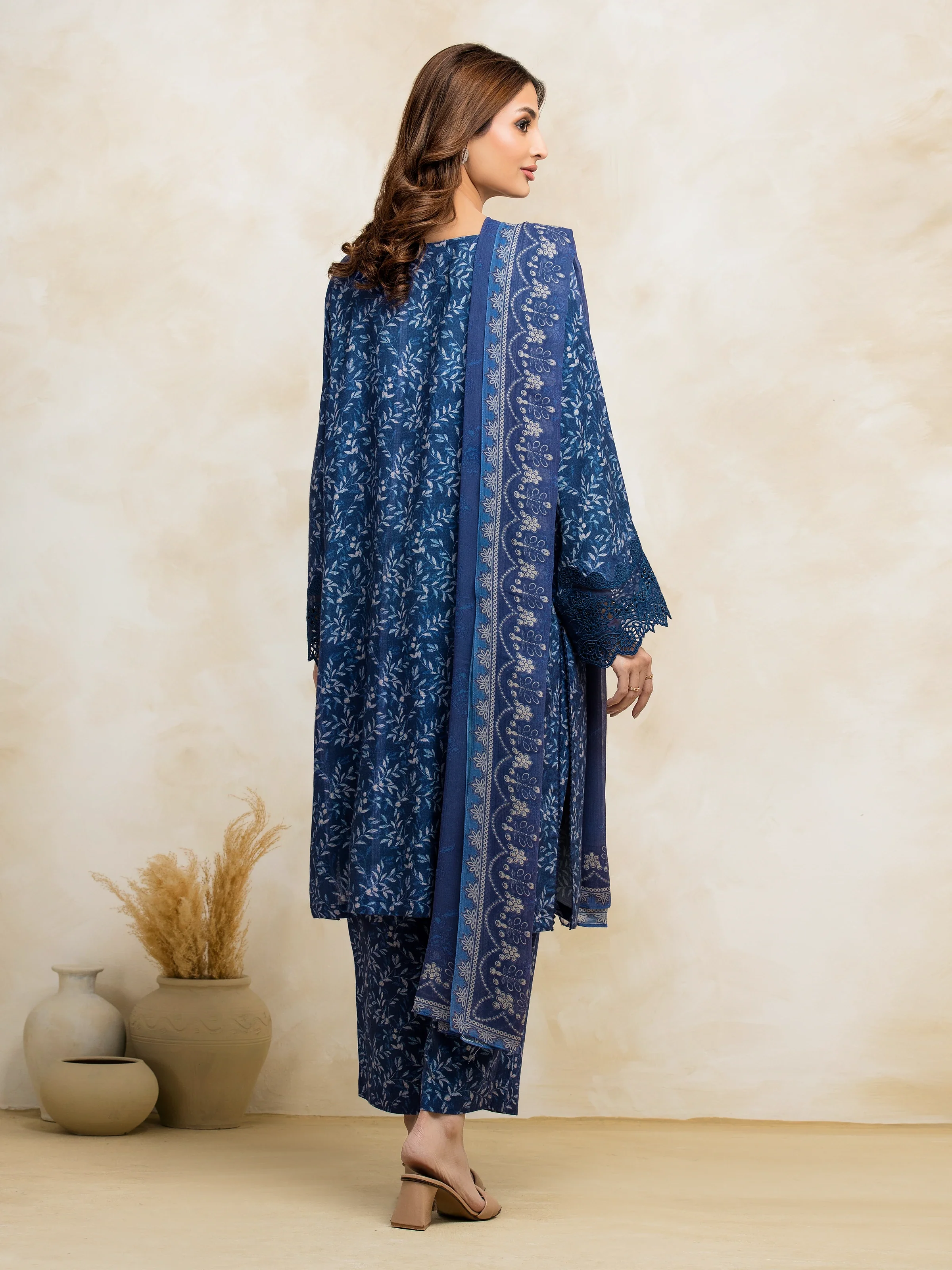 Unstitched Embroidered Raw Silk Suit - EWU5V16-30224-3P - Image 5