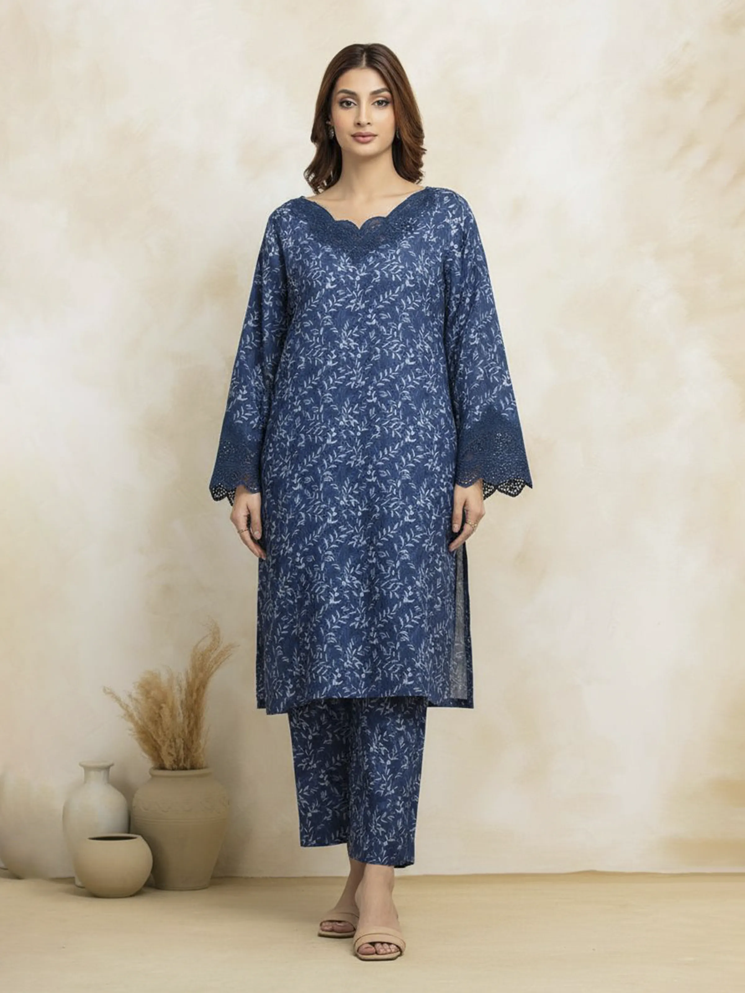 Unstitched Printed Raw Silk Suit - EWU5V16-30224P-3P - Image 2