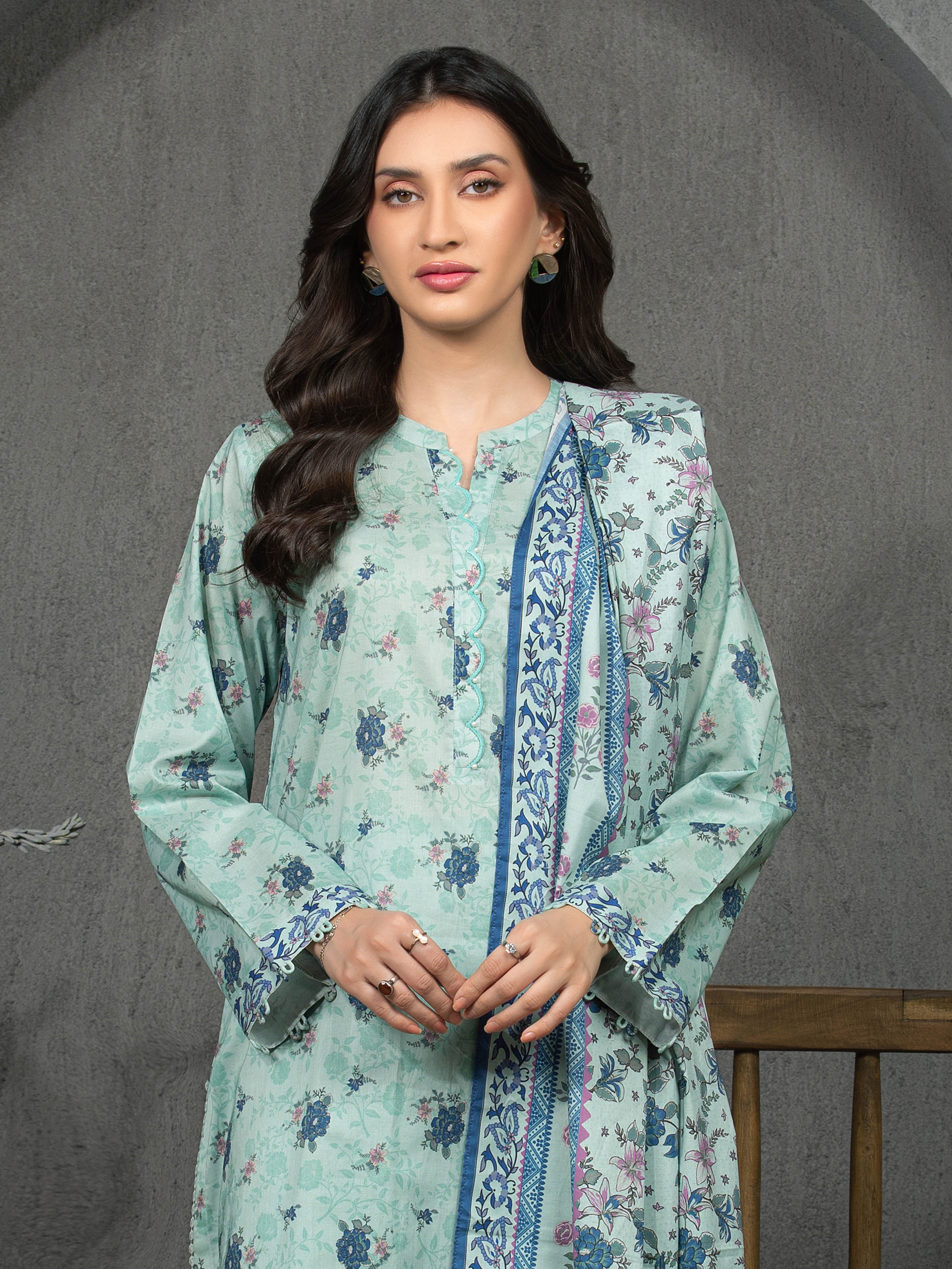 Unstitched Printed Cambric Suit - EWU5A2-35802-3P - Image 2