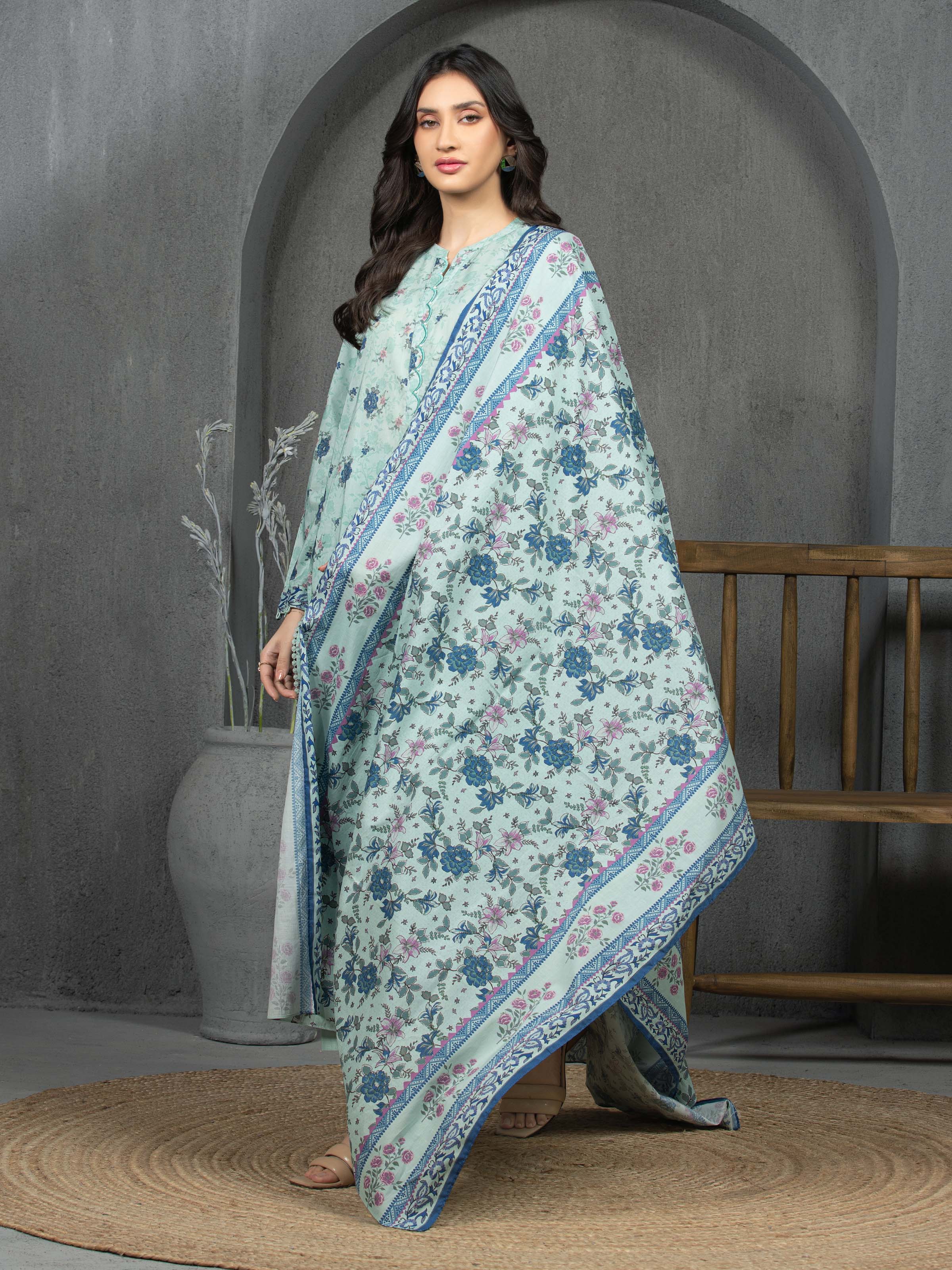 Unstitched Printed Cambric Suit - EWU5A2-35802-3P - Image 5