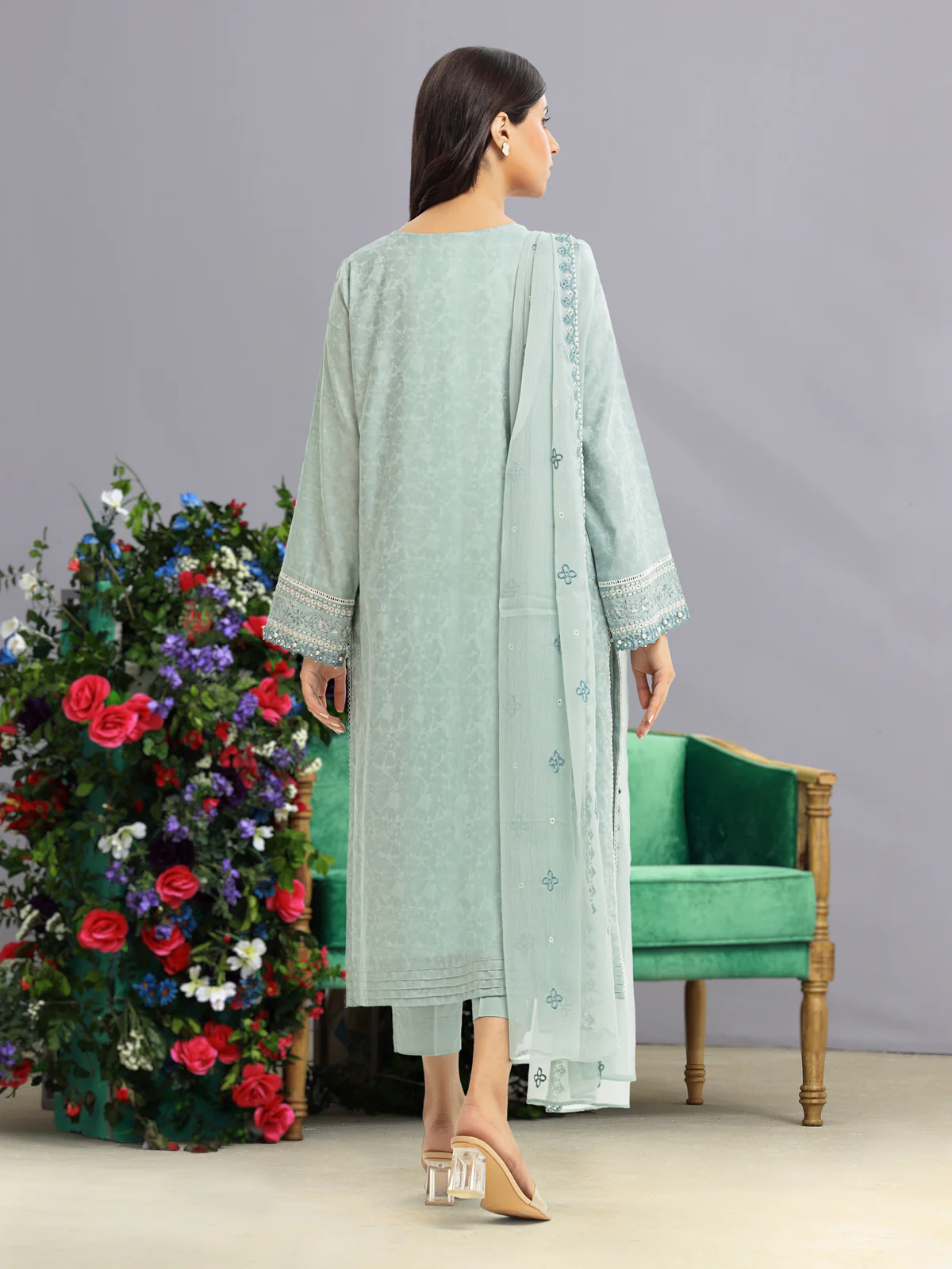 Unstitched Embroidered Dobby Shirt - EWU23V7-26740S - Image 2
