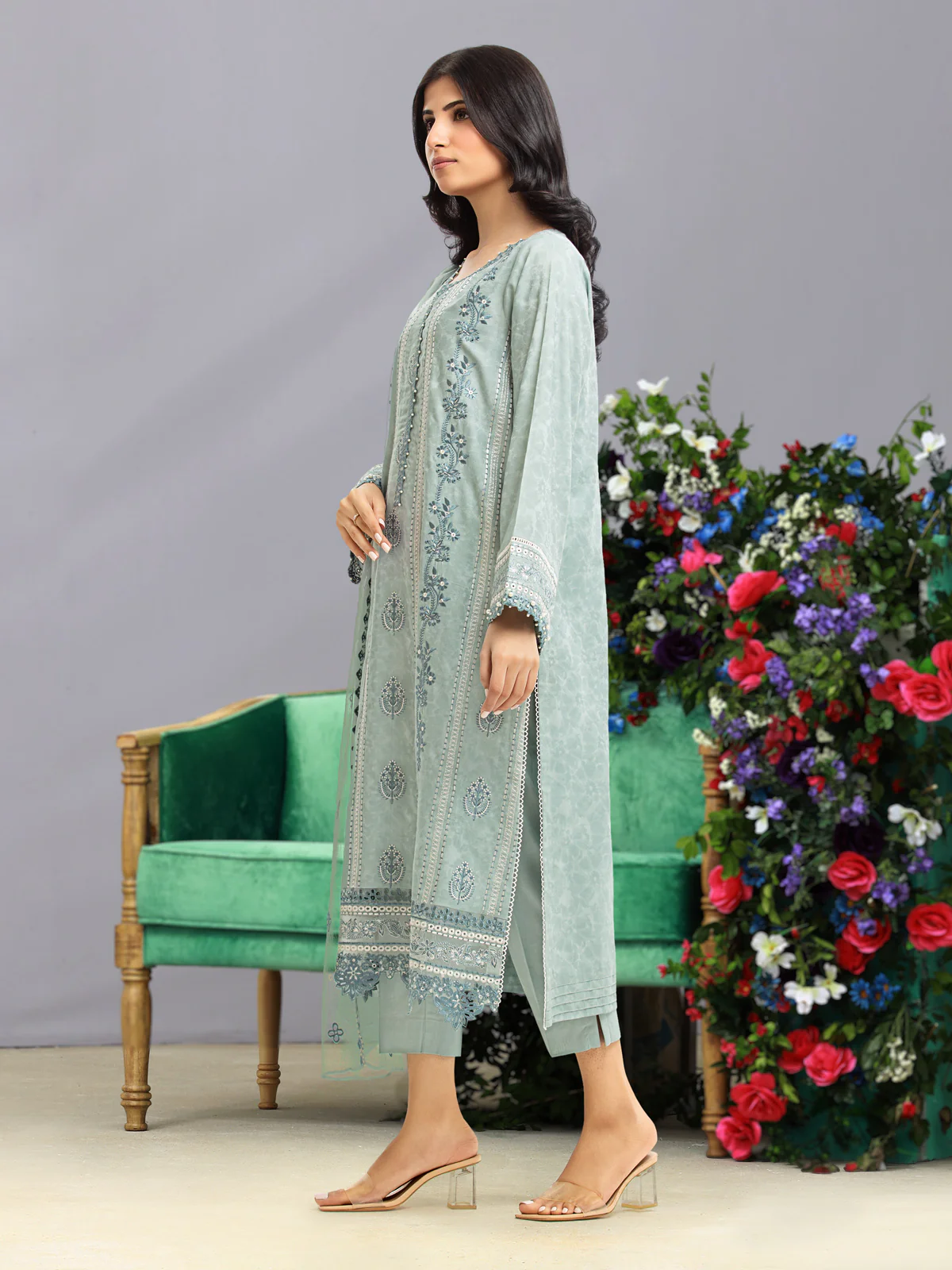Unstitched Embroidered Dobby Shirt Trouser - EWU23V7-26740ST - Image 3
