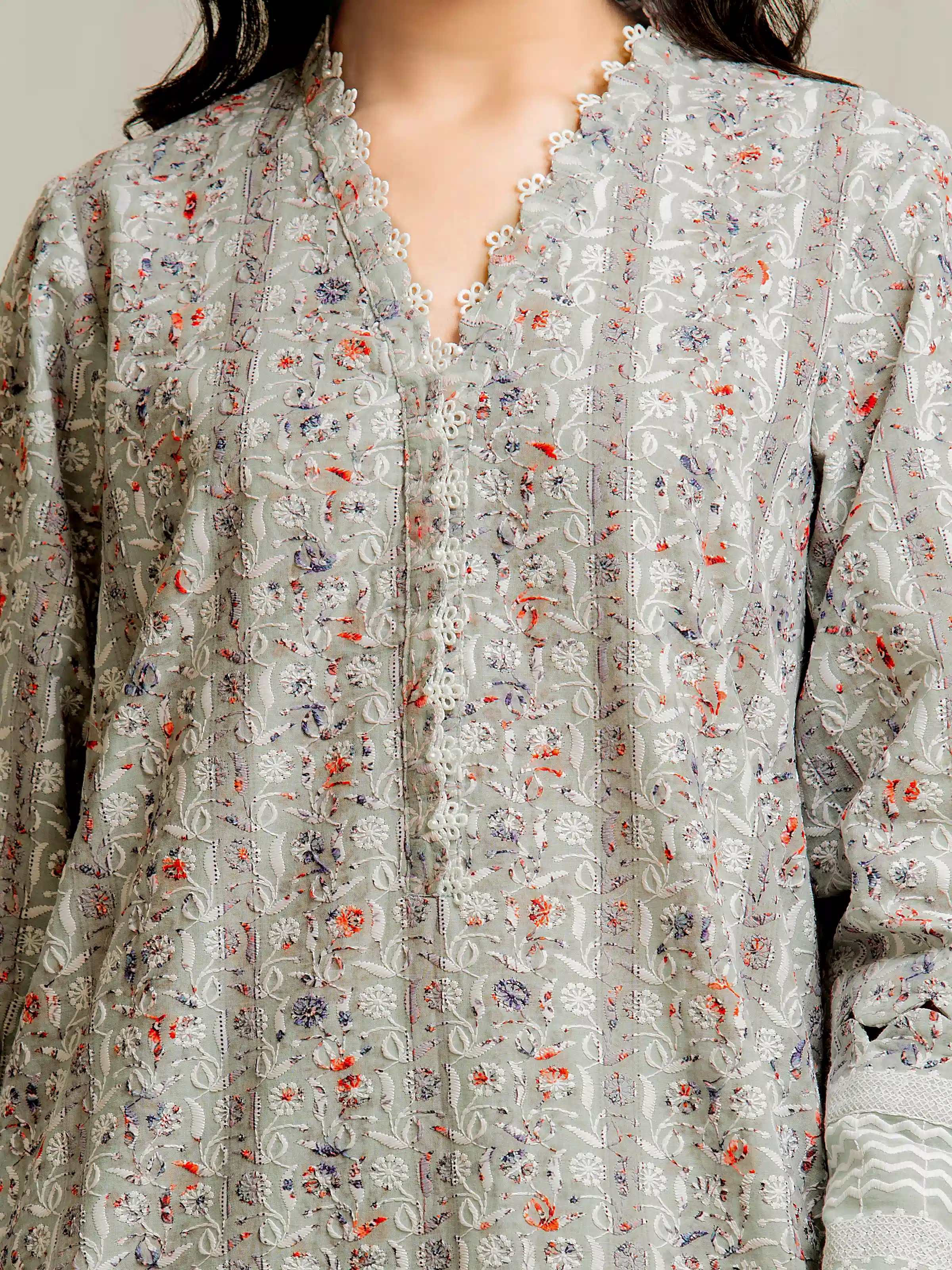 Unstitched Embroidered Cambric Suit - EWU6V2-33509-3P - Image 3