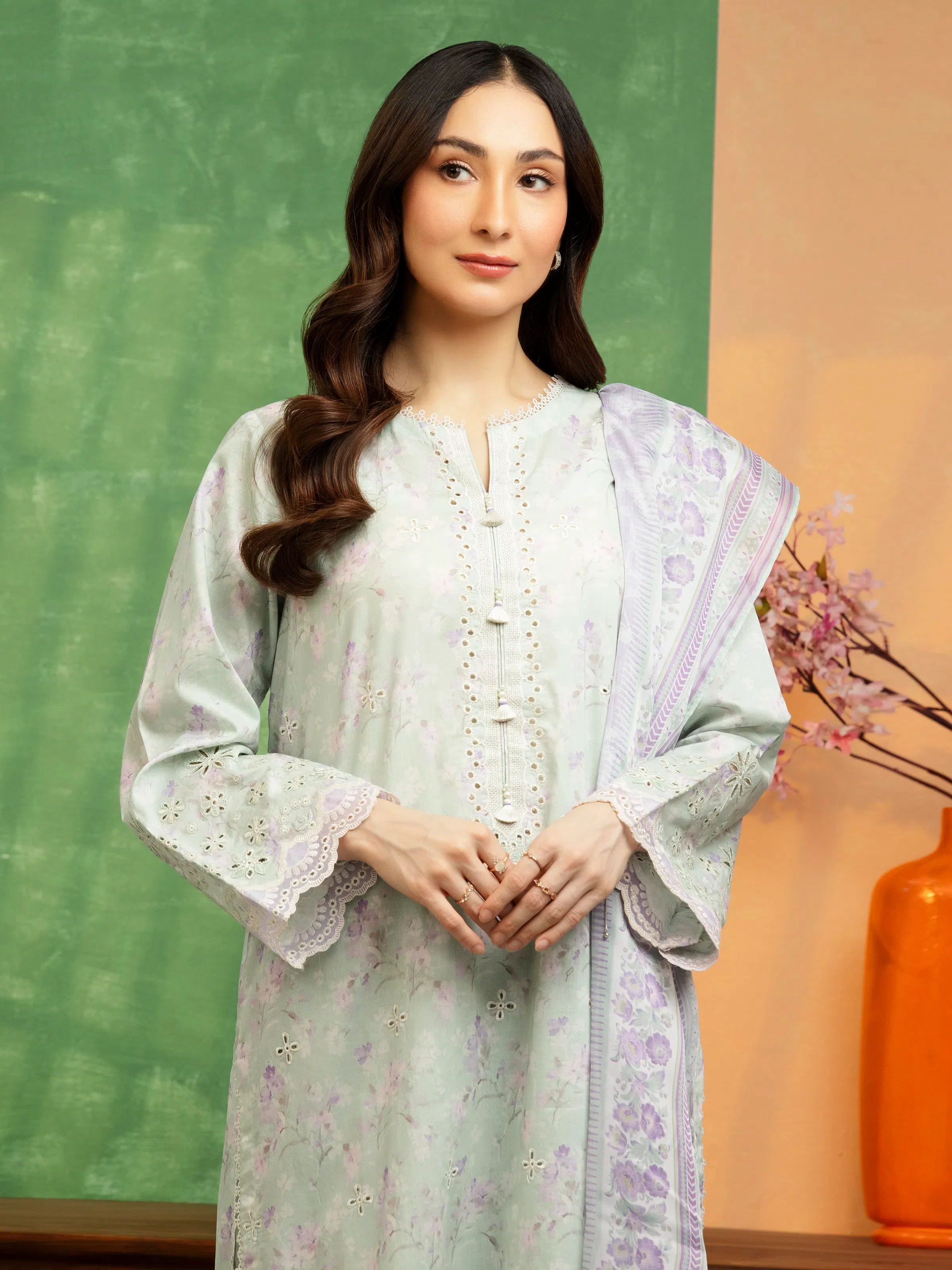 Unstitched Embroidered Lawn Suit - EWU5V1-31443-3P - Image 2