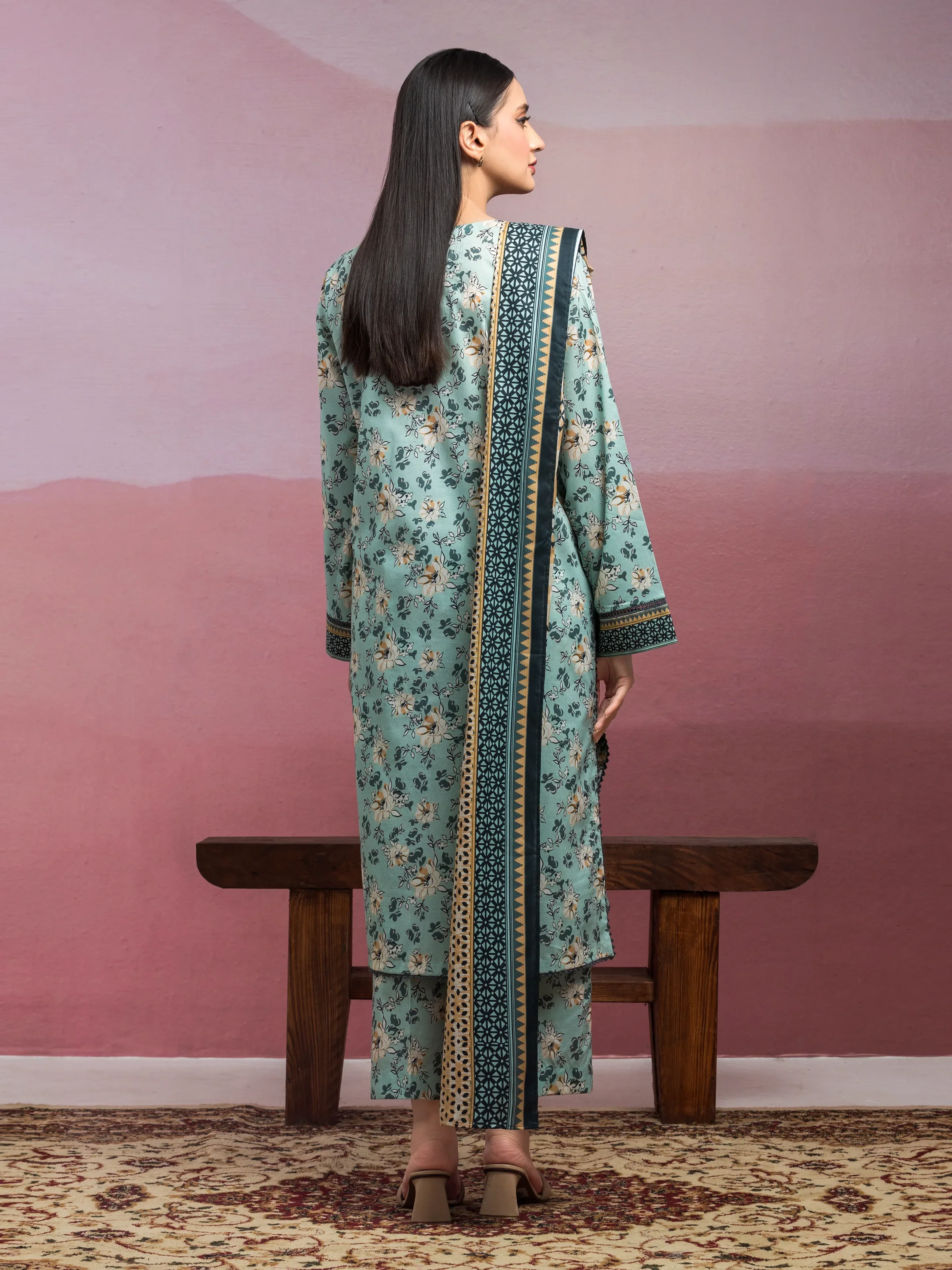 Unstitched Printed Lawn Suit - EWU5A1-35071-3P - Image 2