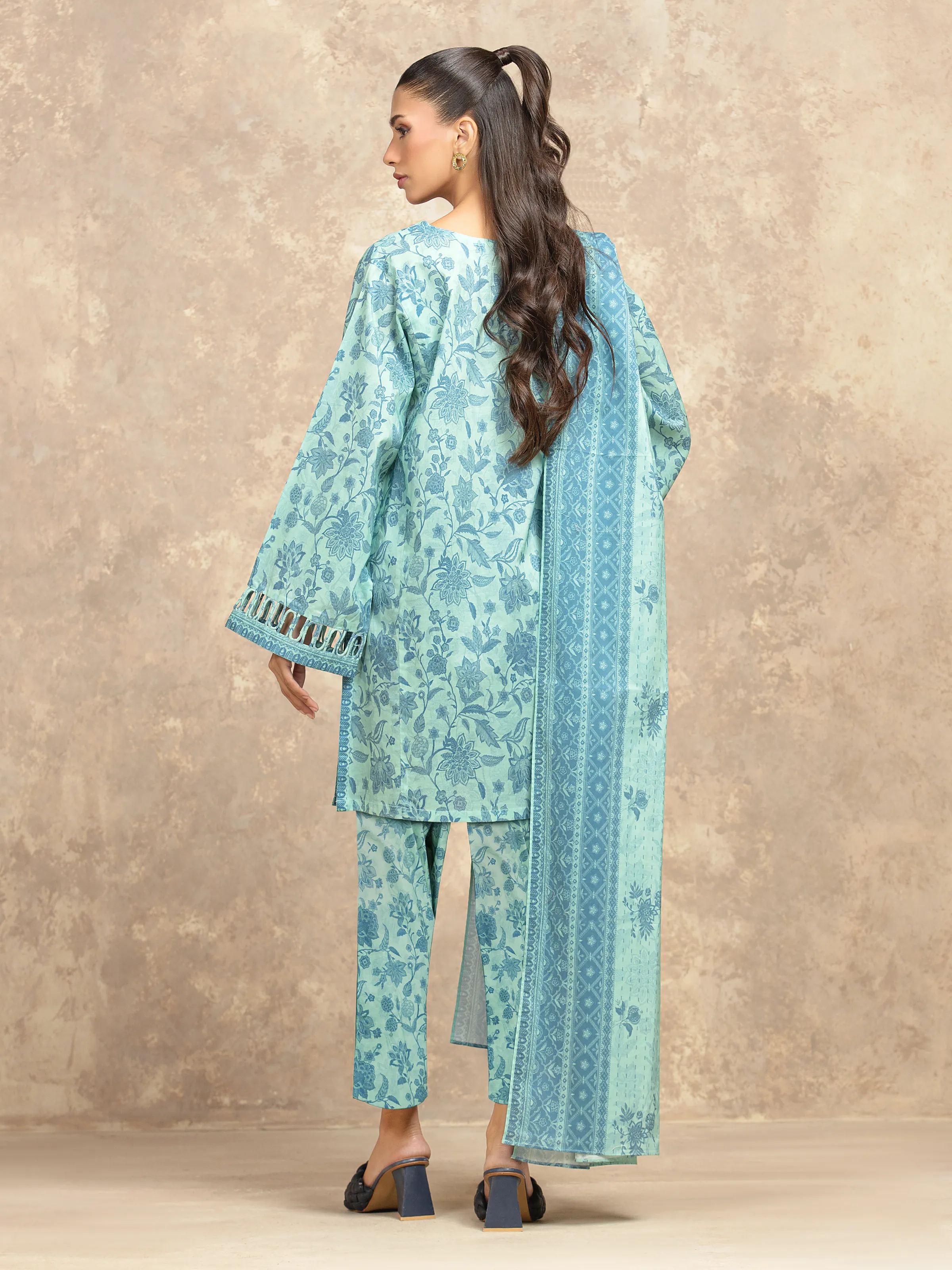 Unstitched Mist Green Printed Lawn Suit - EWU6A1-36505-3P - Image 5