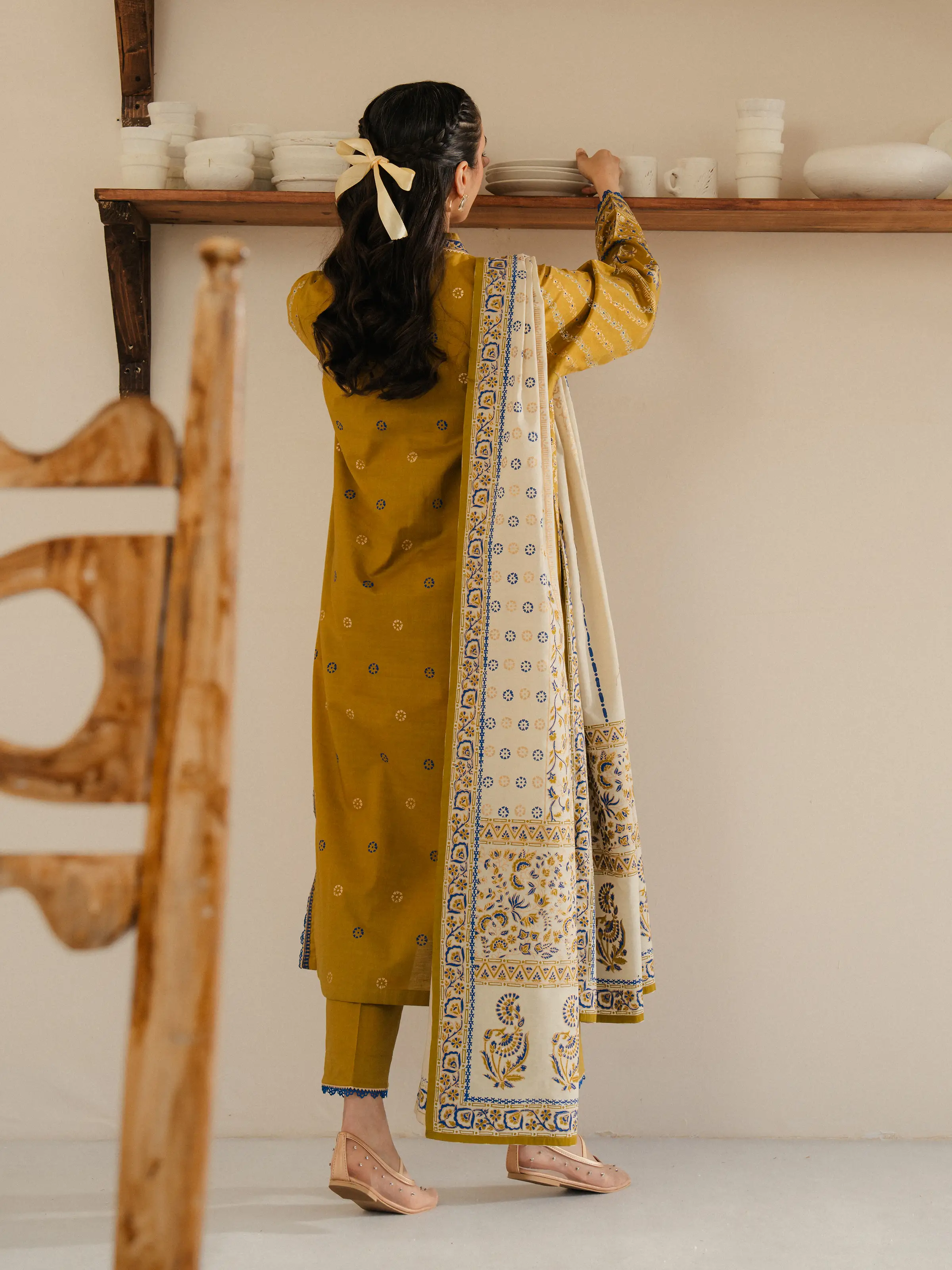 Unstitched Block Print Cambric Suit - EWU5M1-016-3P - Image 5