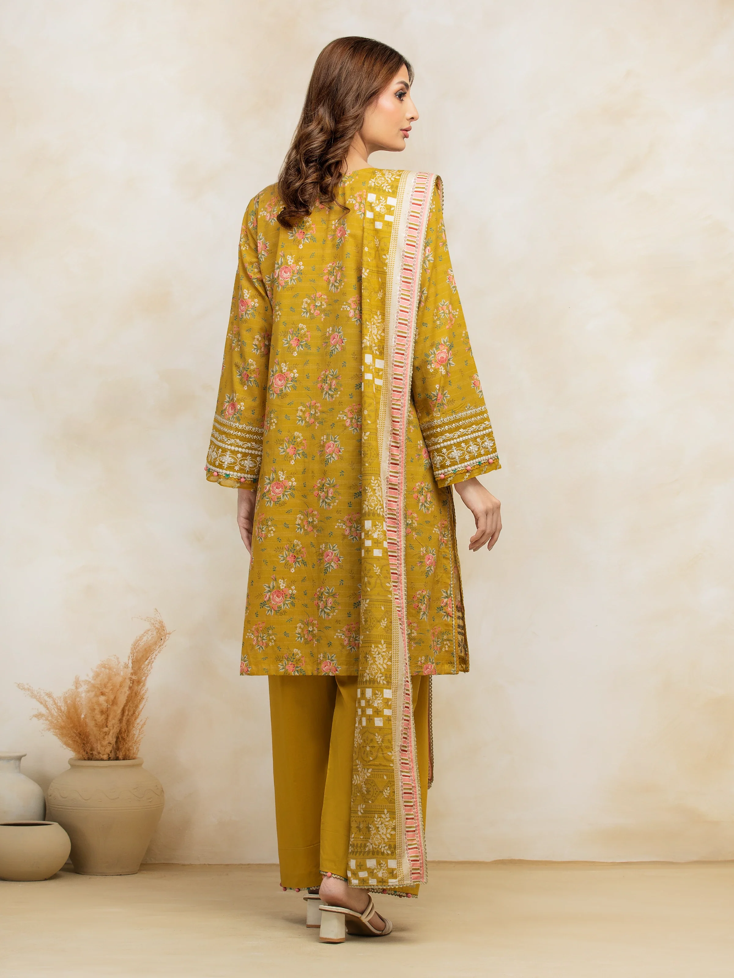 Unstitched Embroidered Lawn Suit - EWU5V1-31185-3P - Image 2