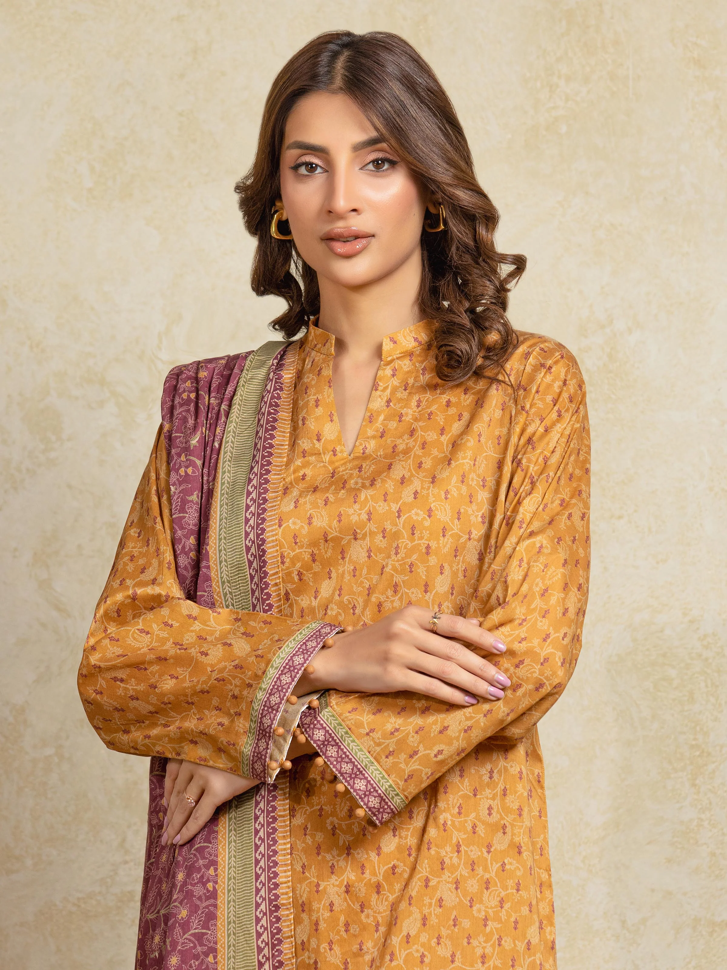 Unstitched Printed Khaddar Suit - EWU5A3-35923-3P - Image 2