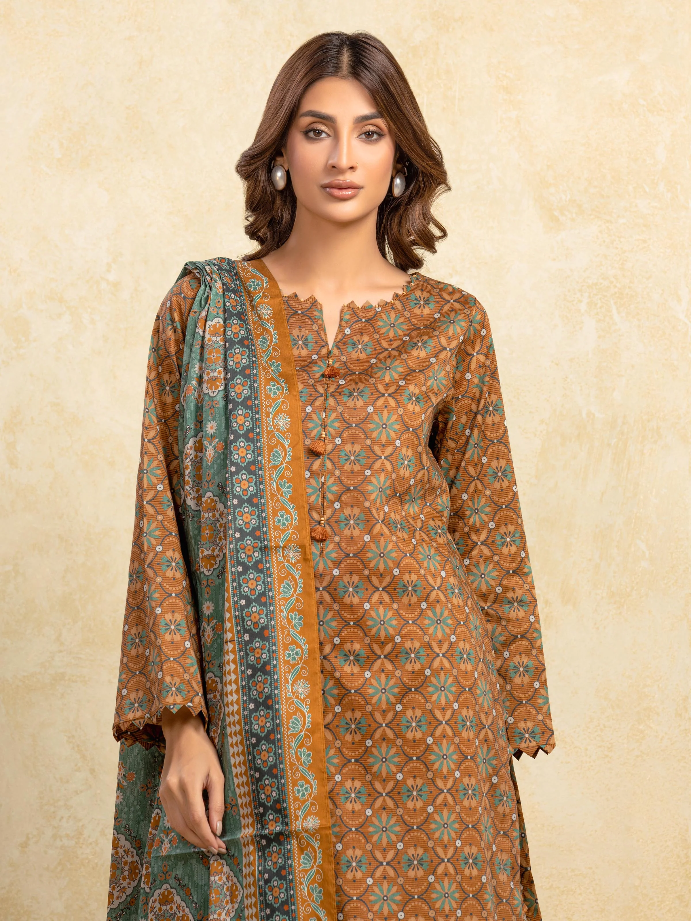 Unstitched Printed Khaddar Suit - EWU5A3-35988-3P - Image 2
