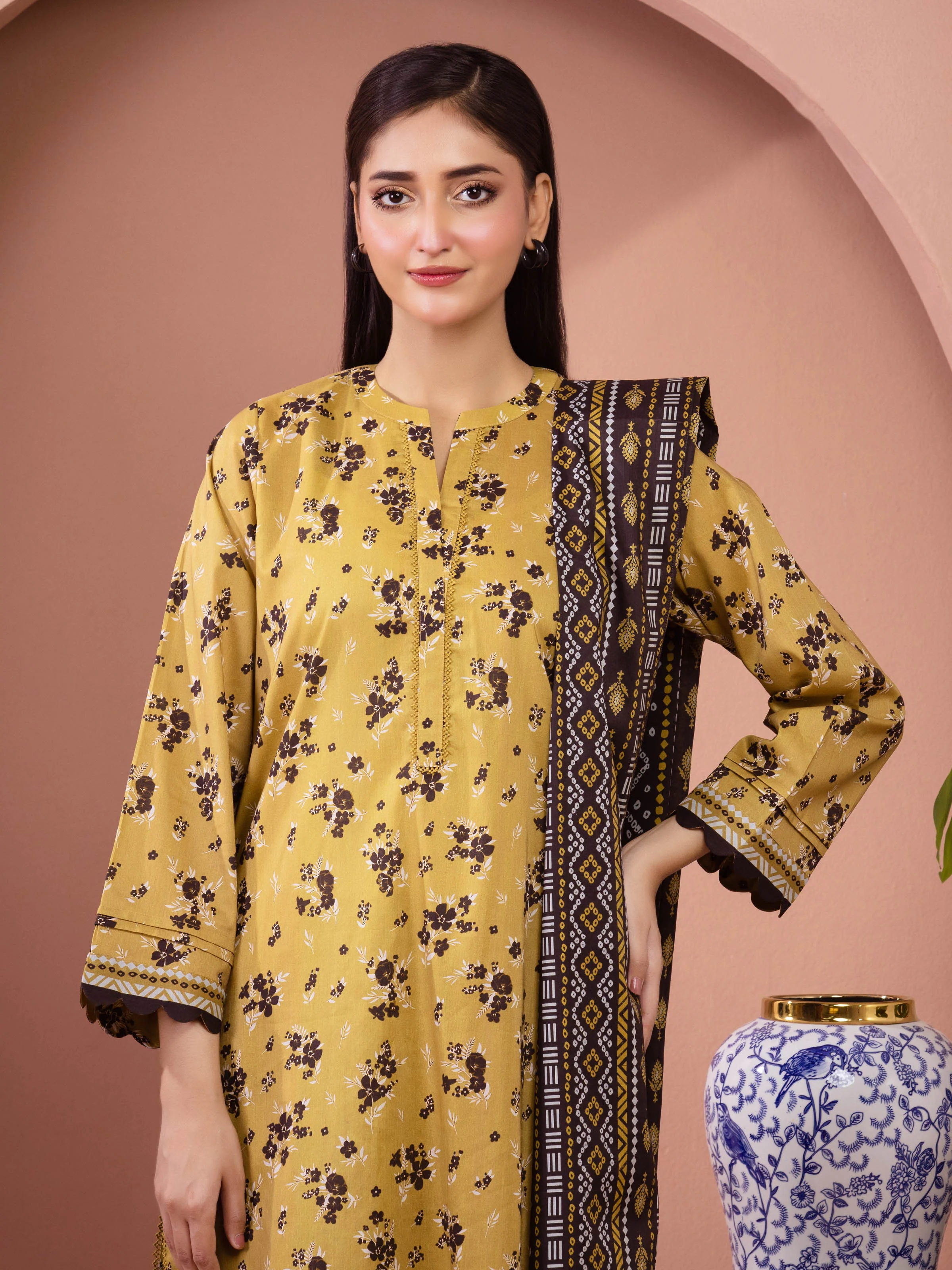 Unstitched Printed Lawn Suit - EWU5A1-35272-3P - Image 2