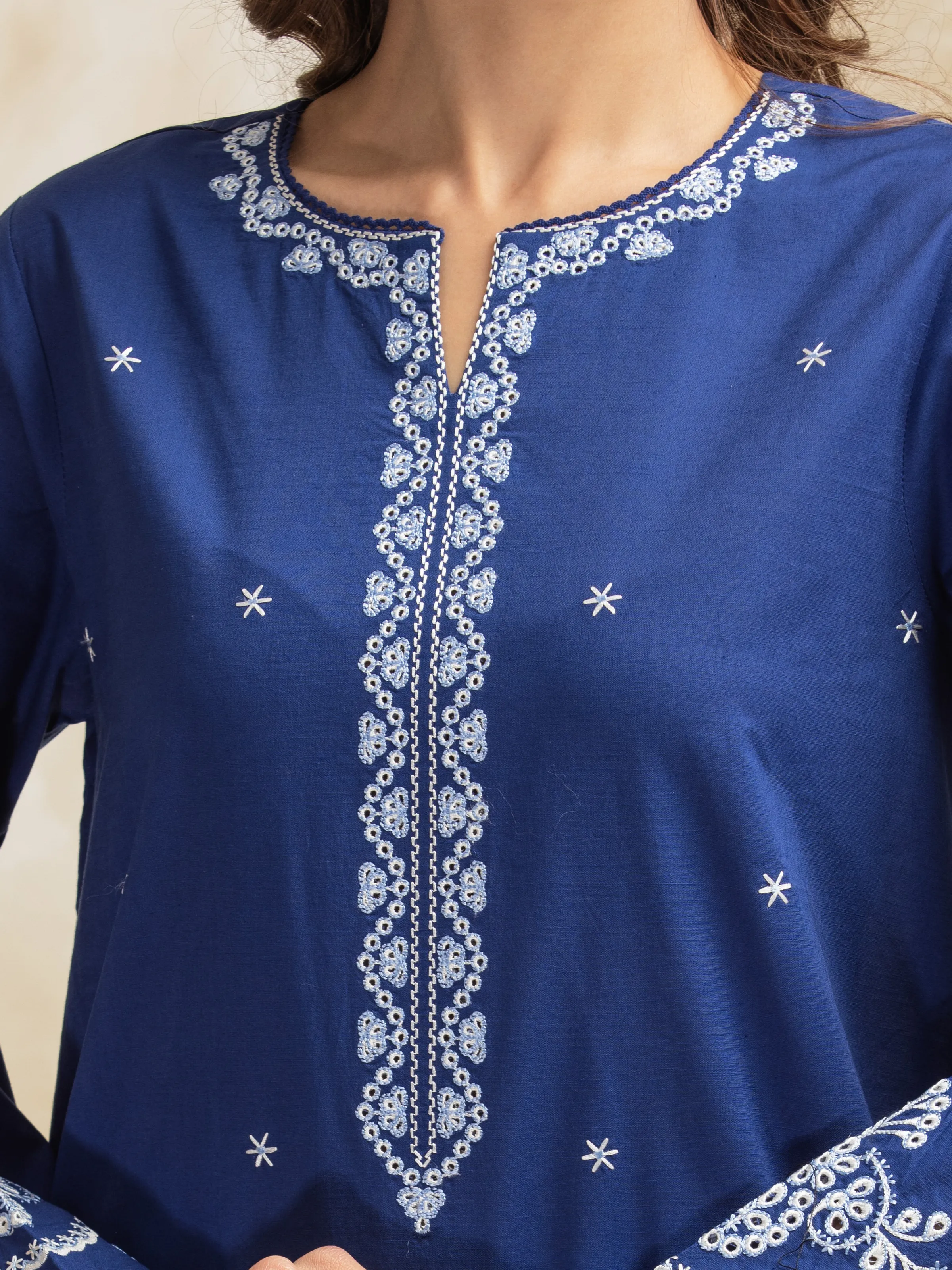 Unstitched Embroidered Cambric Shirt - EWU5V2-31038S - Image 2