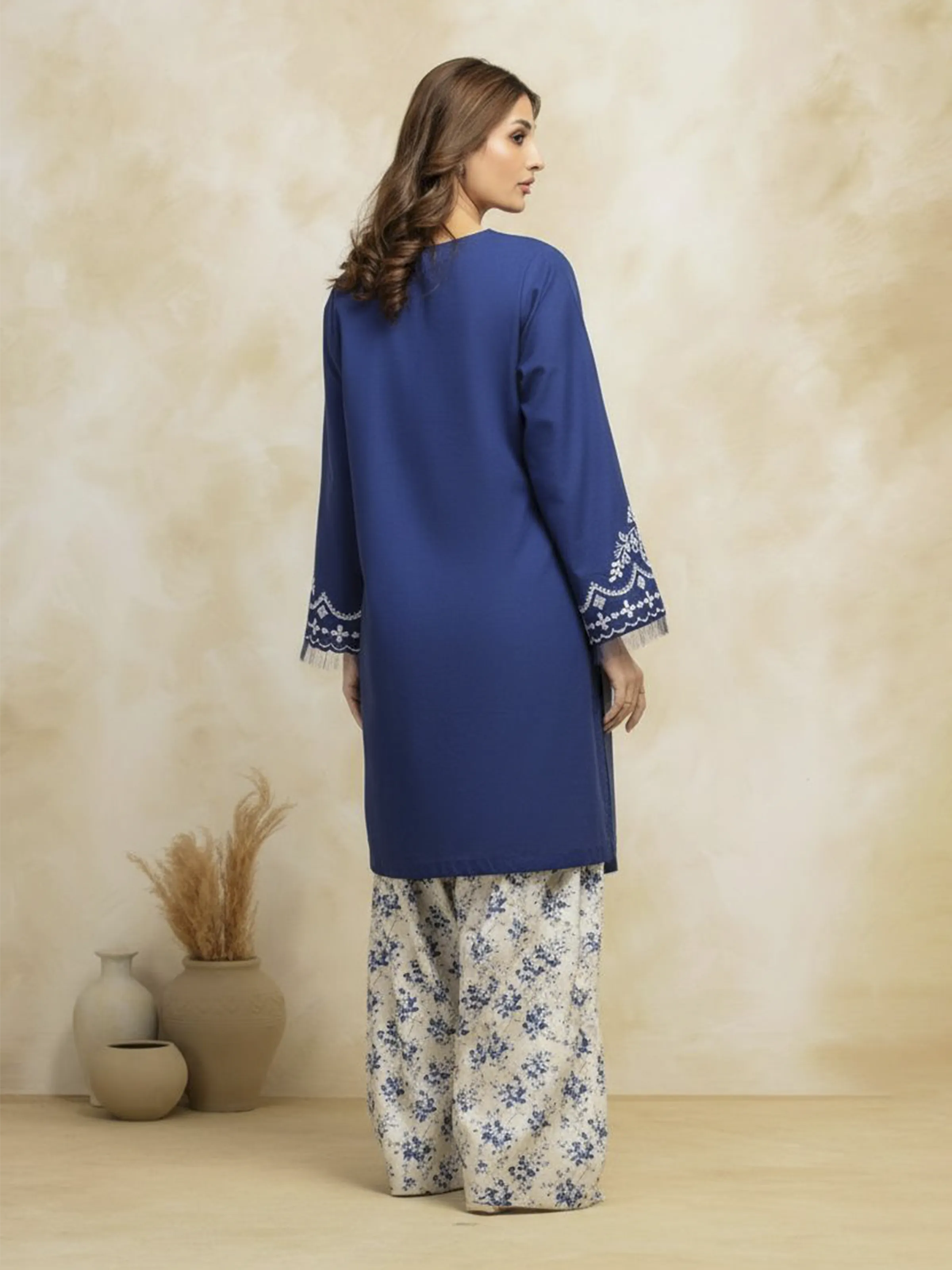 Unstitched Embroidered Cambric Shirt - EWU5V2-31038S - Image 4