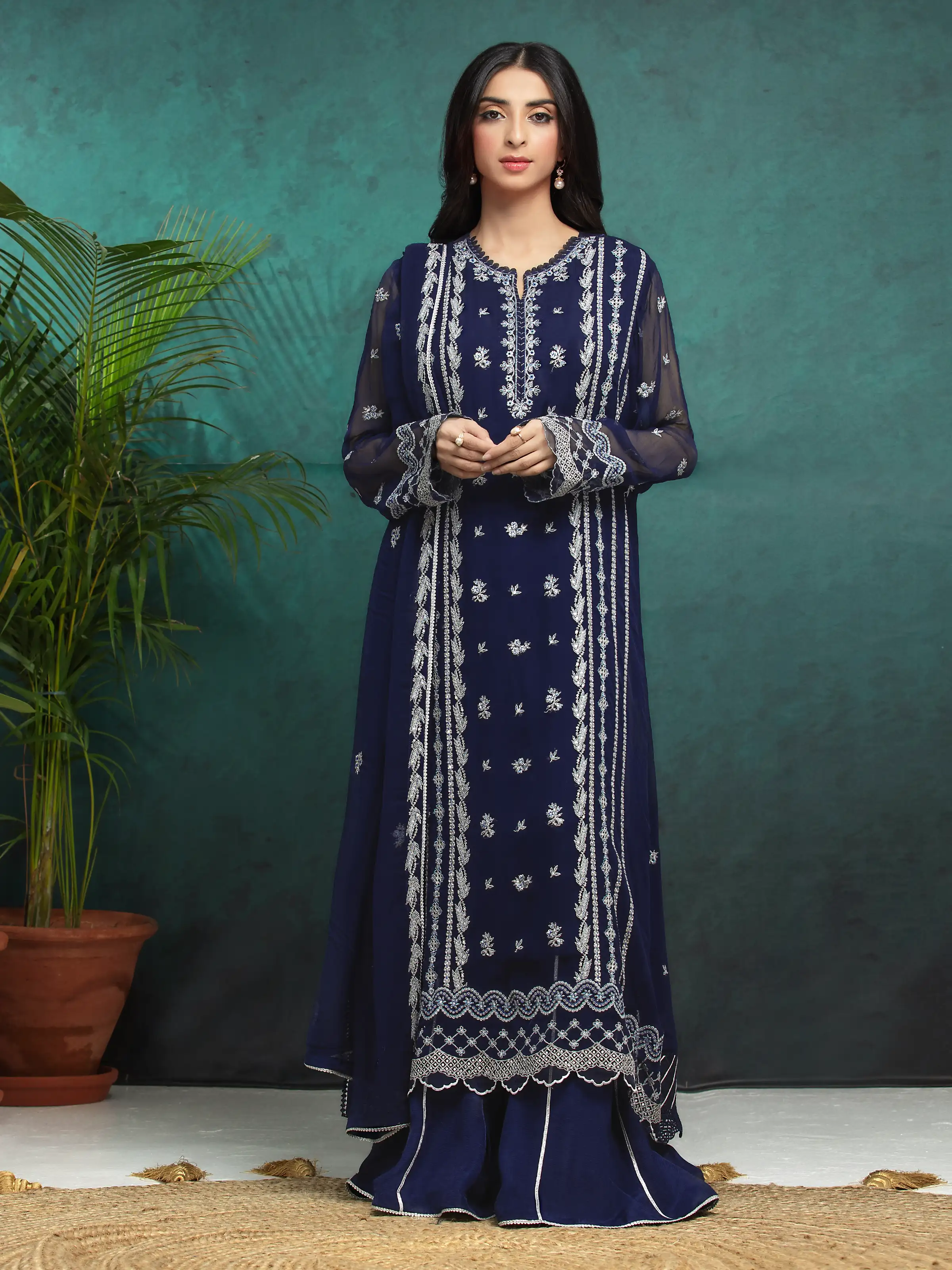 Unstitched Embroidered Chiffon Suit - EWU24V5-30324-3P