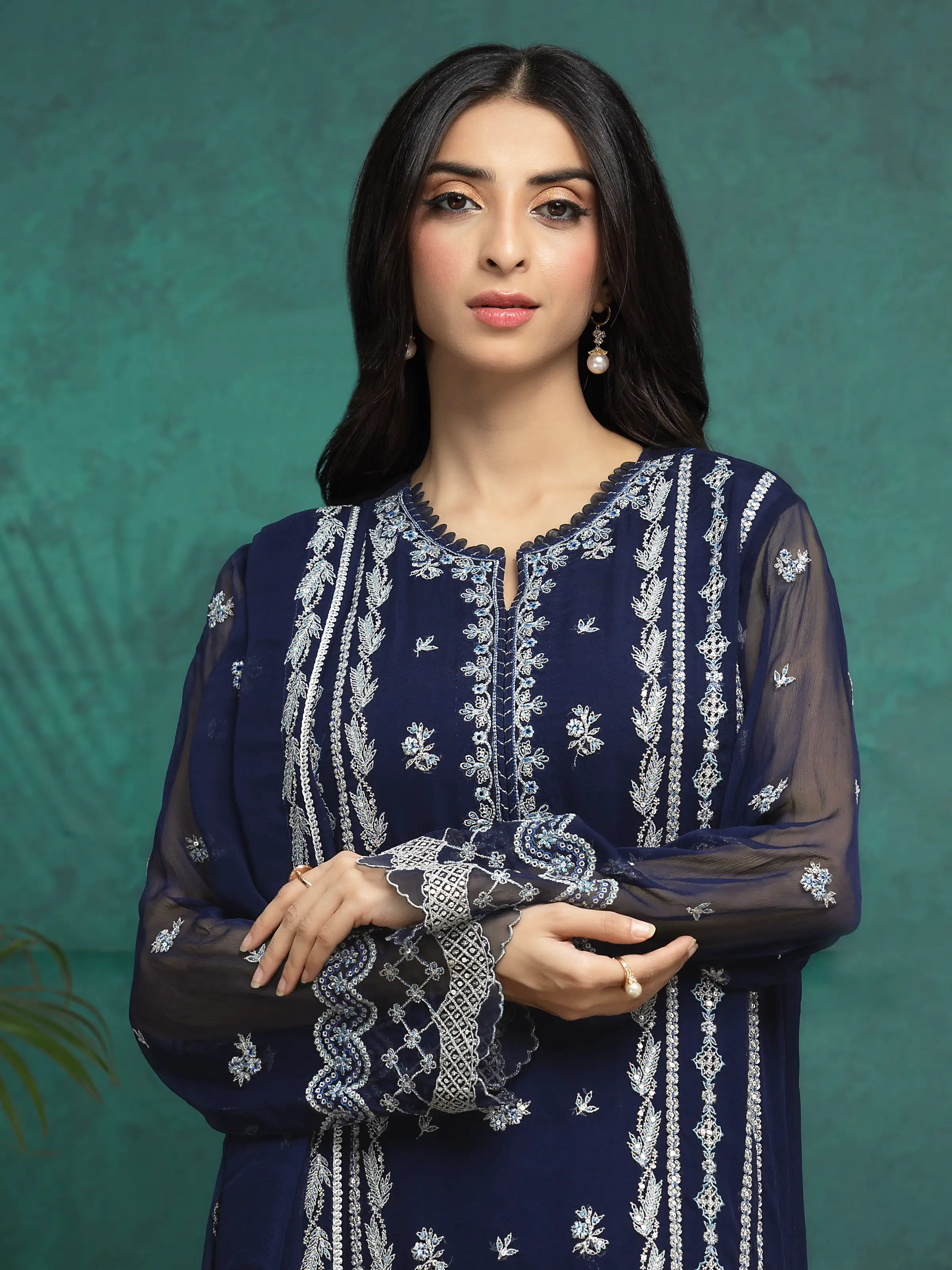 Unstitched Embroidered Chiffon Suit - EWU24V5-30324-3P - Image 3