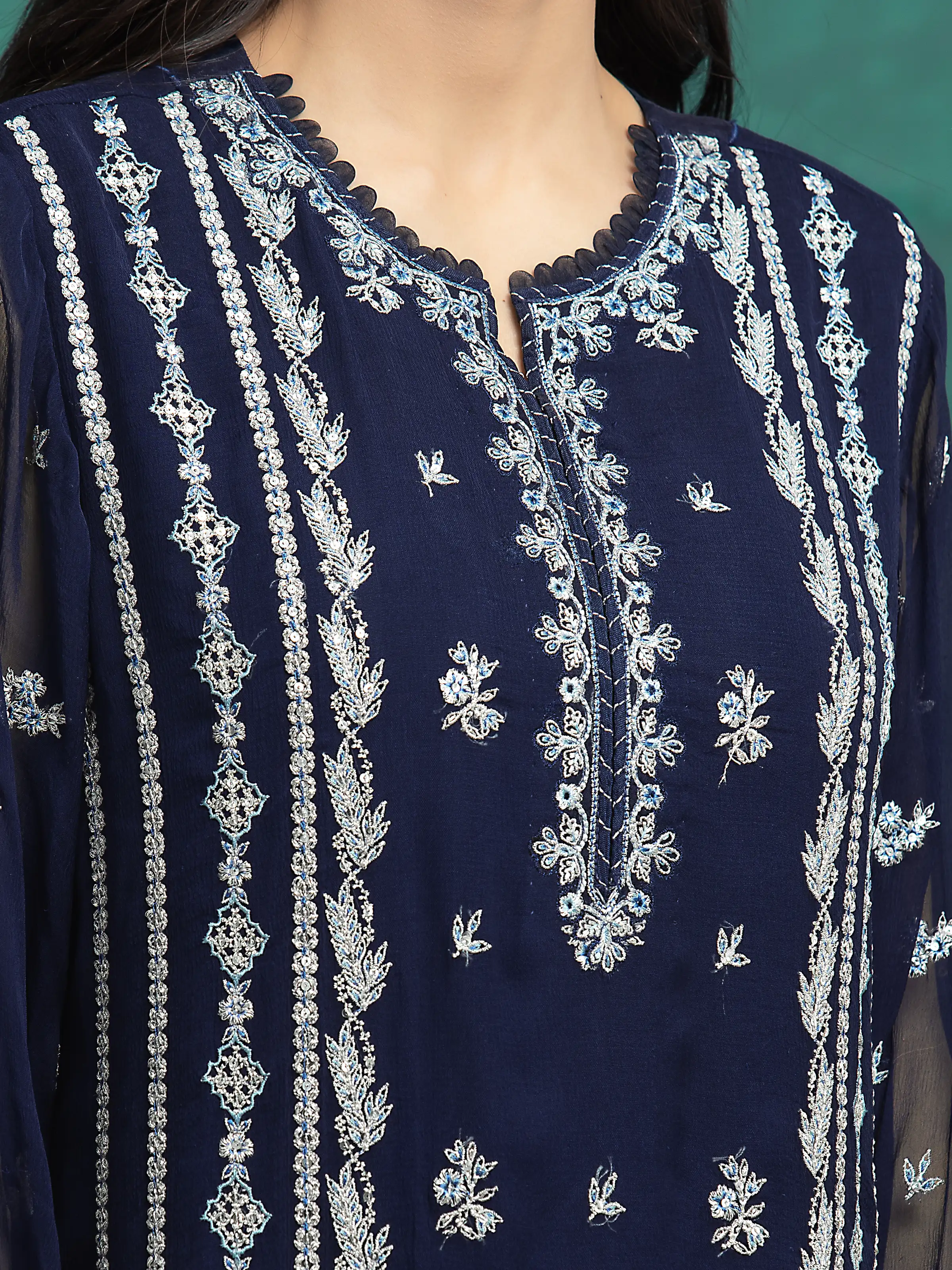 Unstitched Embroidered Chiffon Suit - EWU24V5-30324-3P - Image 5