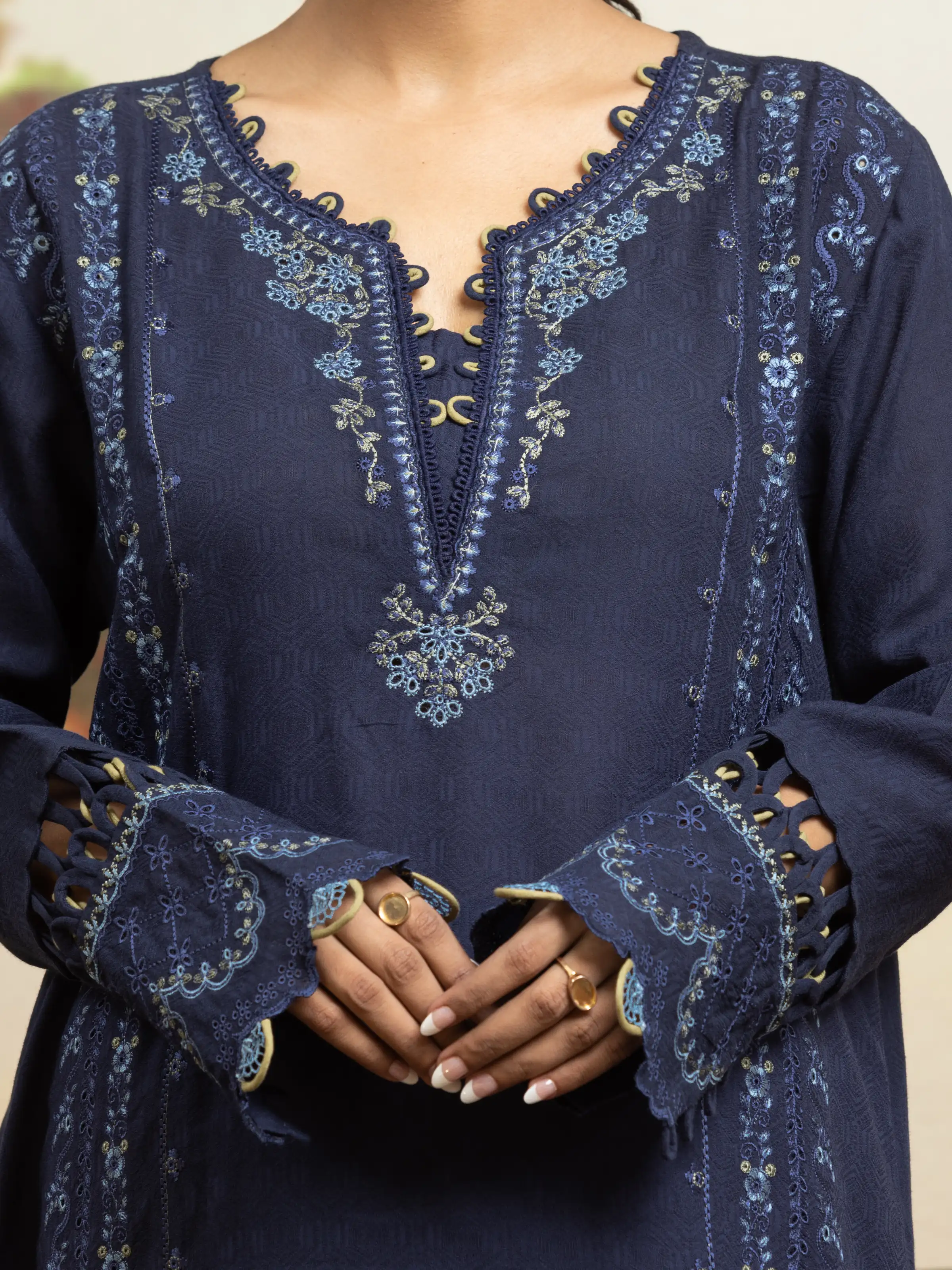 Unstitched Embroidered Dobby Suit - EWU24V7-30163-3P - Image 2