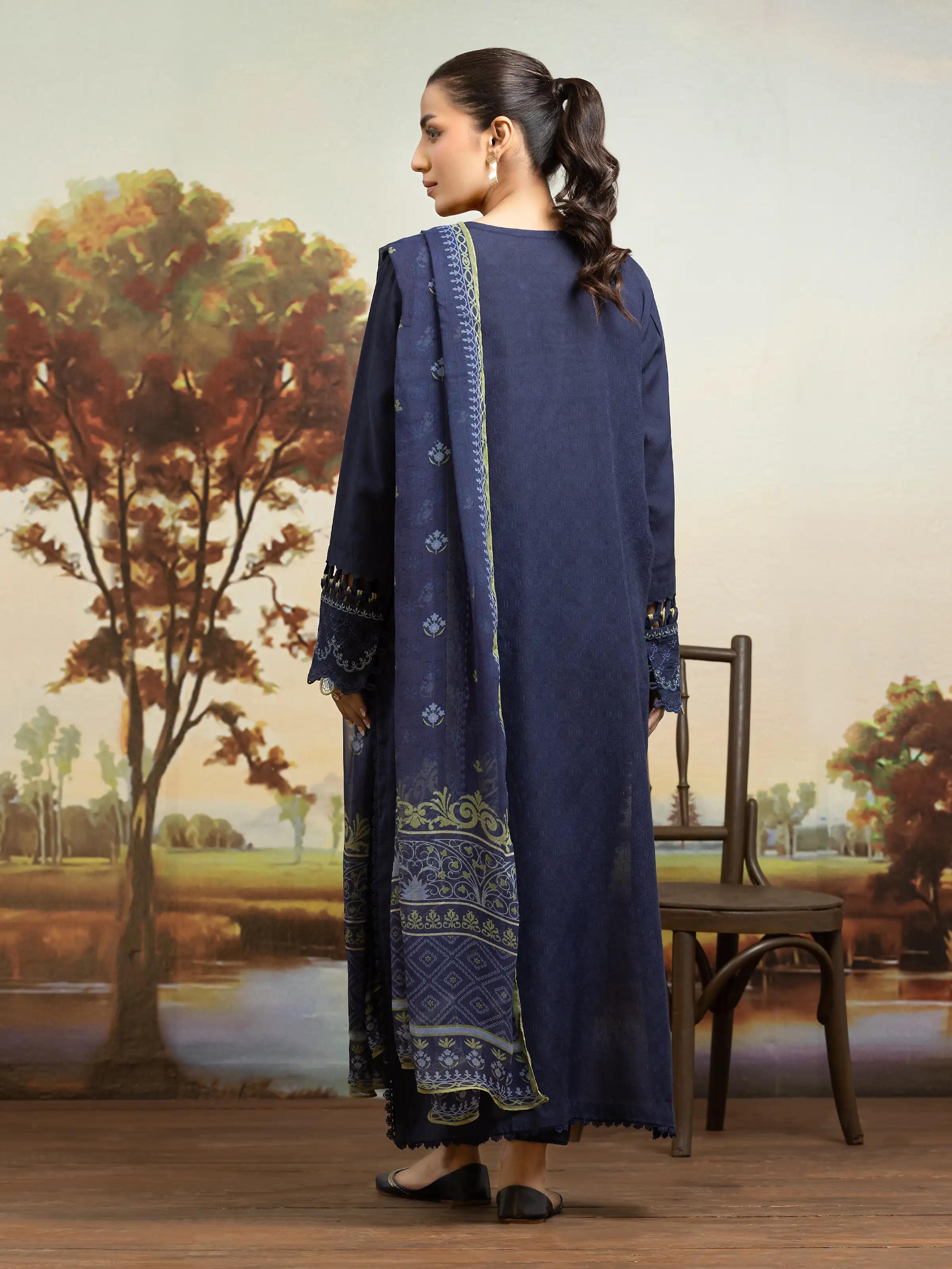 Unstitched Embroidered Dobby Suit - EWU24V7-30163-3P - Image 4