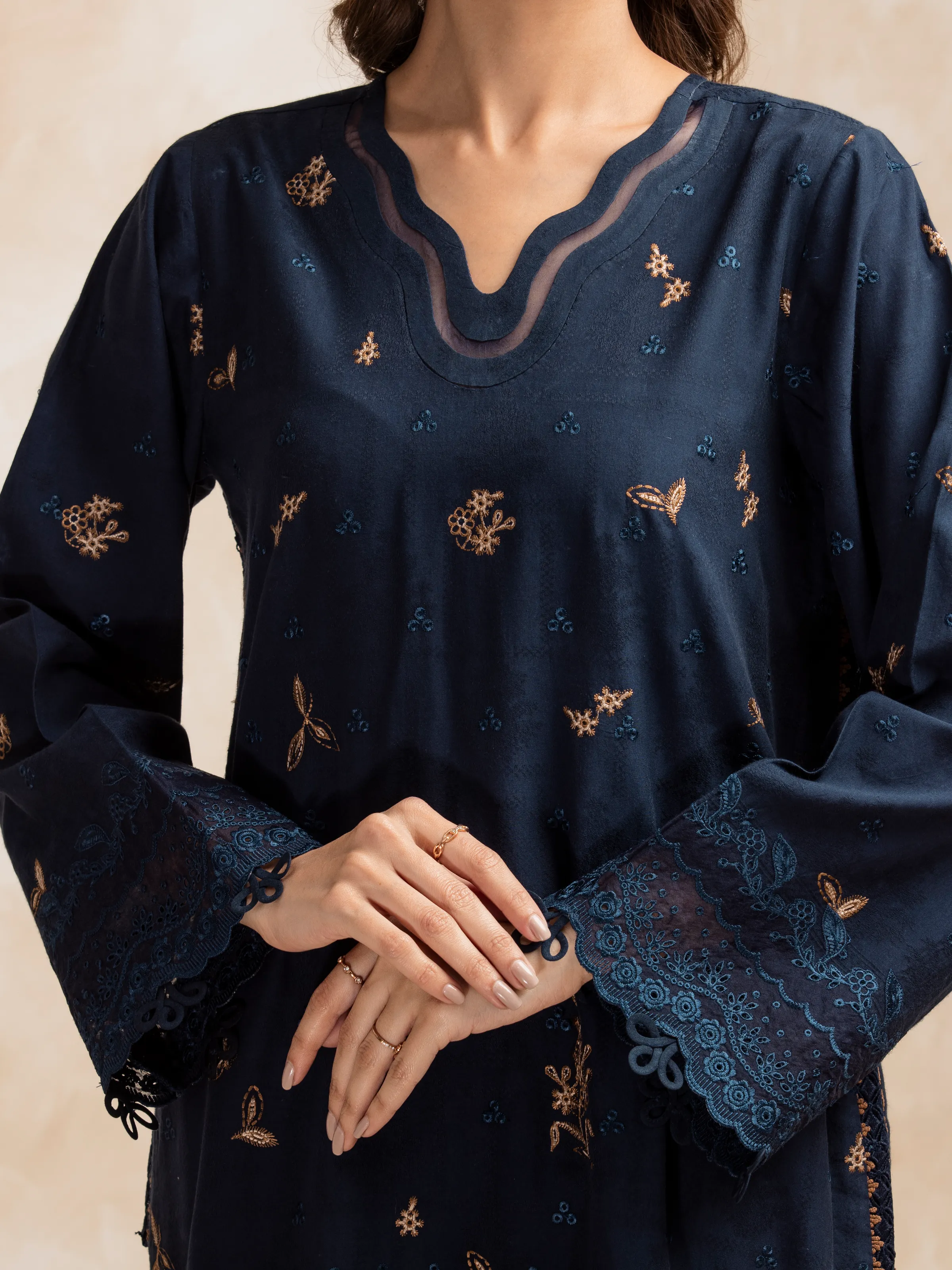 Unstitched Embroidered Jacquard Suit - EWU5V3-31151-3P - Image 5