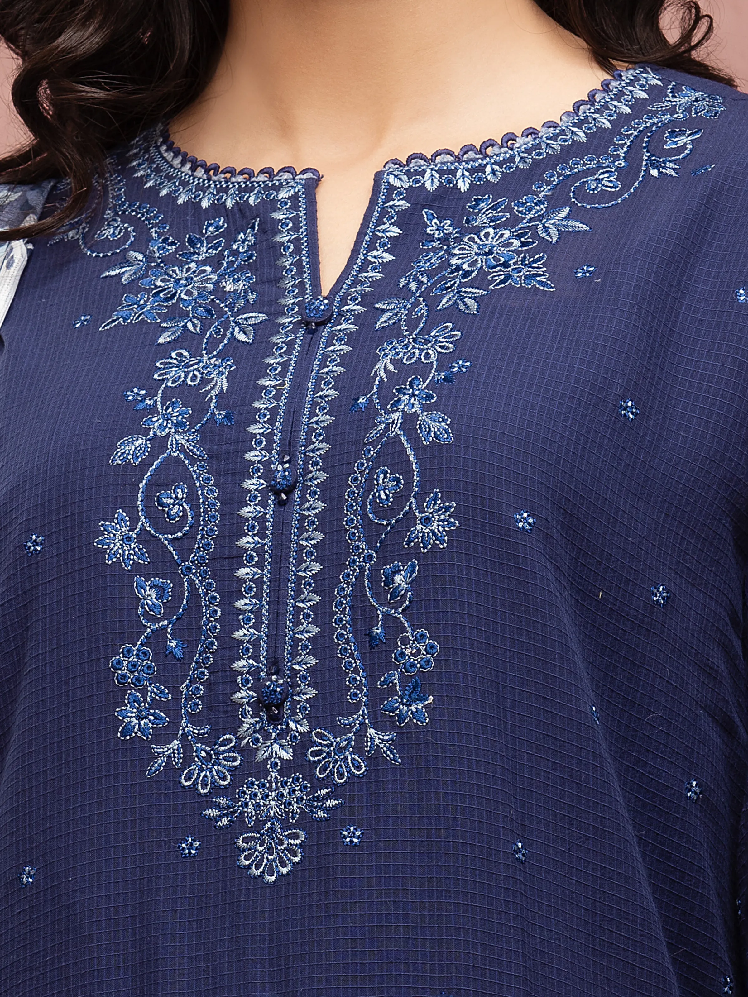 Unstitched Embroidered Lawn Shirt - EWU5V1-31222S - Image 2