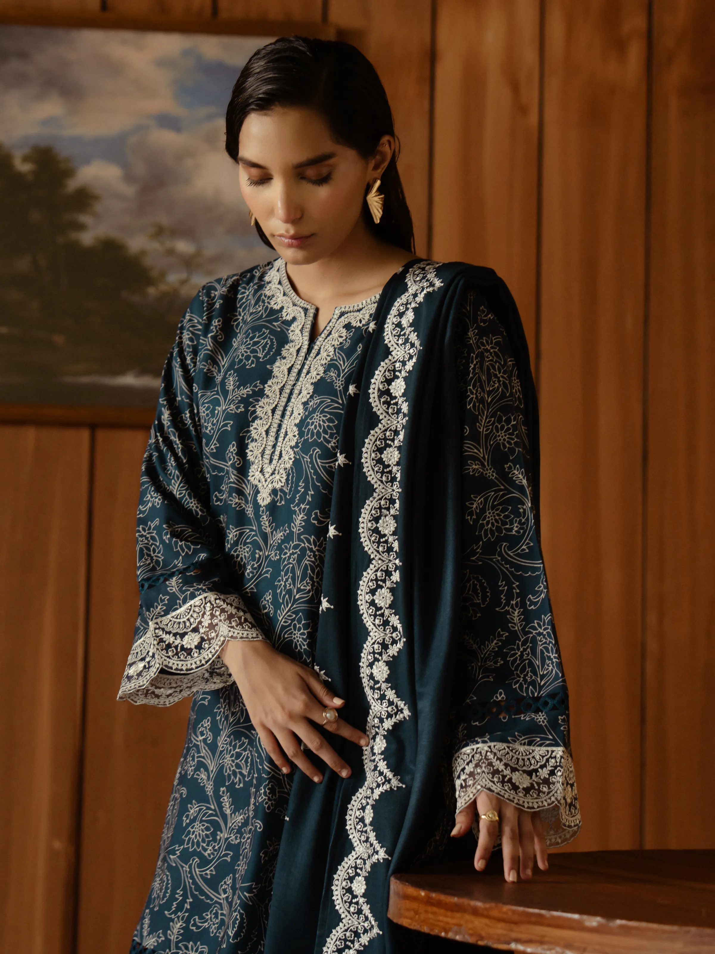 Unstitched Embroidered Marina Twill Suit - EWU24V14-30177-3P - Image 3