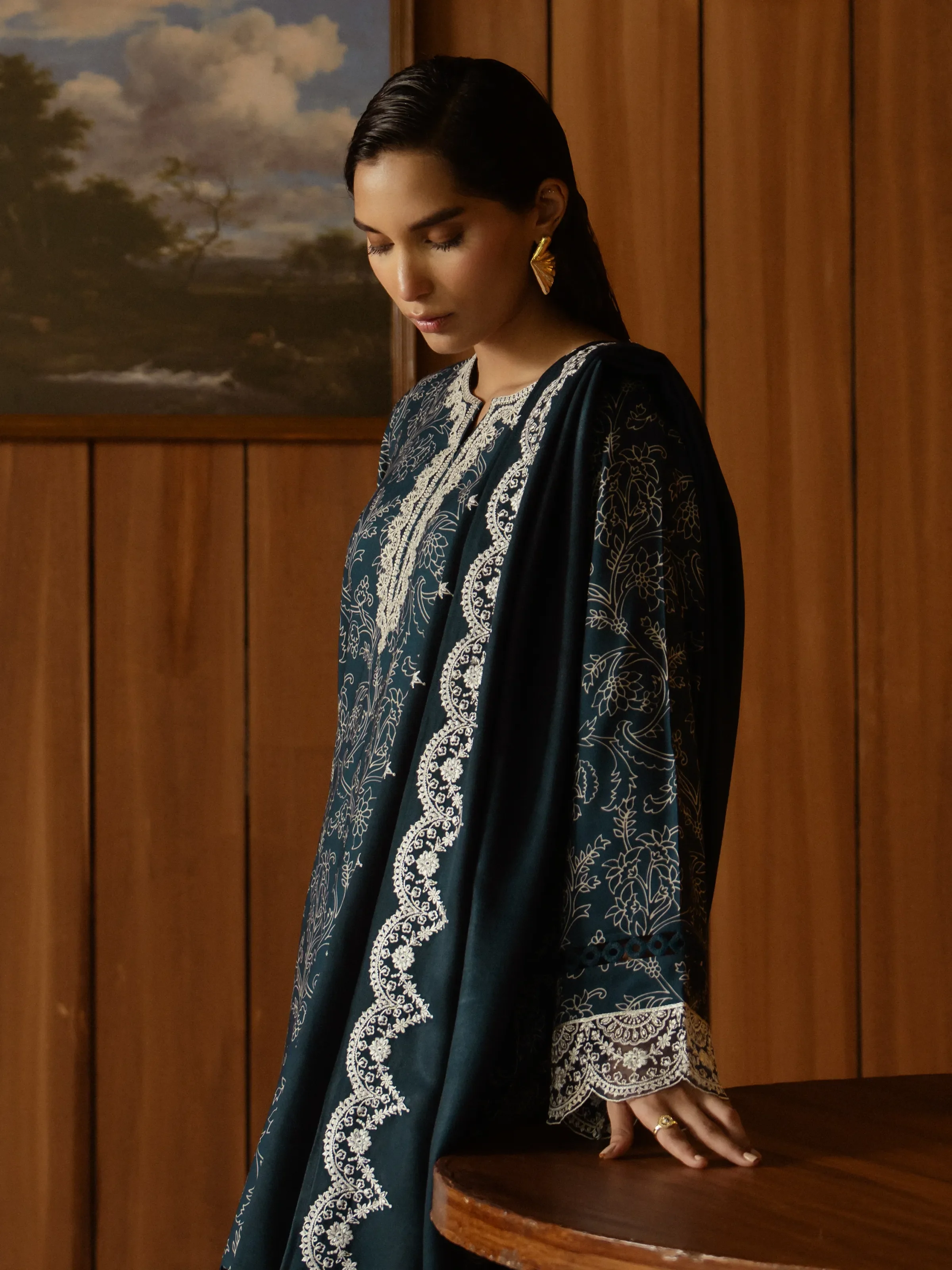 Unstitched Embroidered Marina Twill Suit - EWU24V14-30177-3P - Image 6
