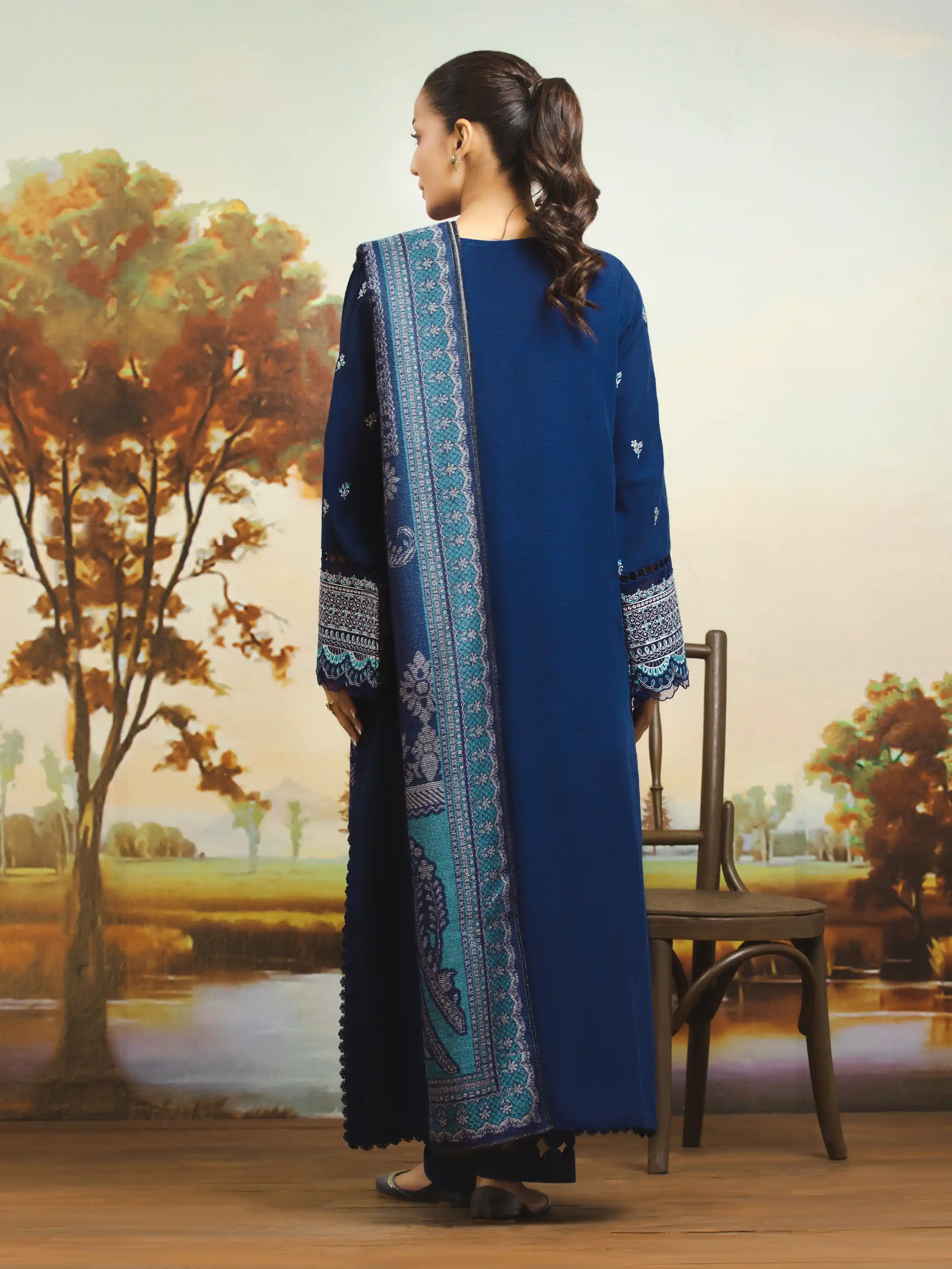 Unstitched Embroidered Marina Twill Suit - EWU24V14-30210-3P - Image 2