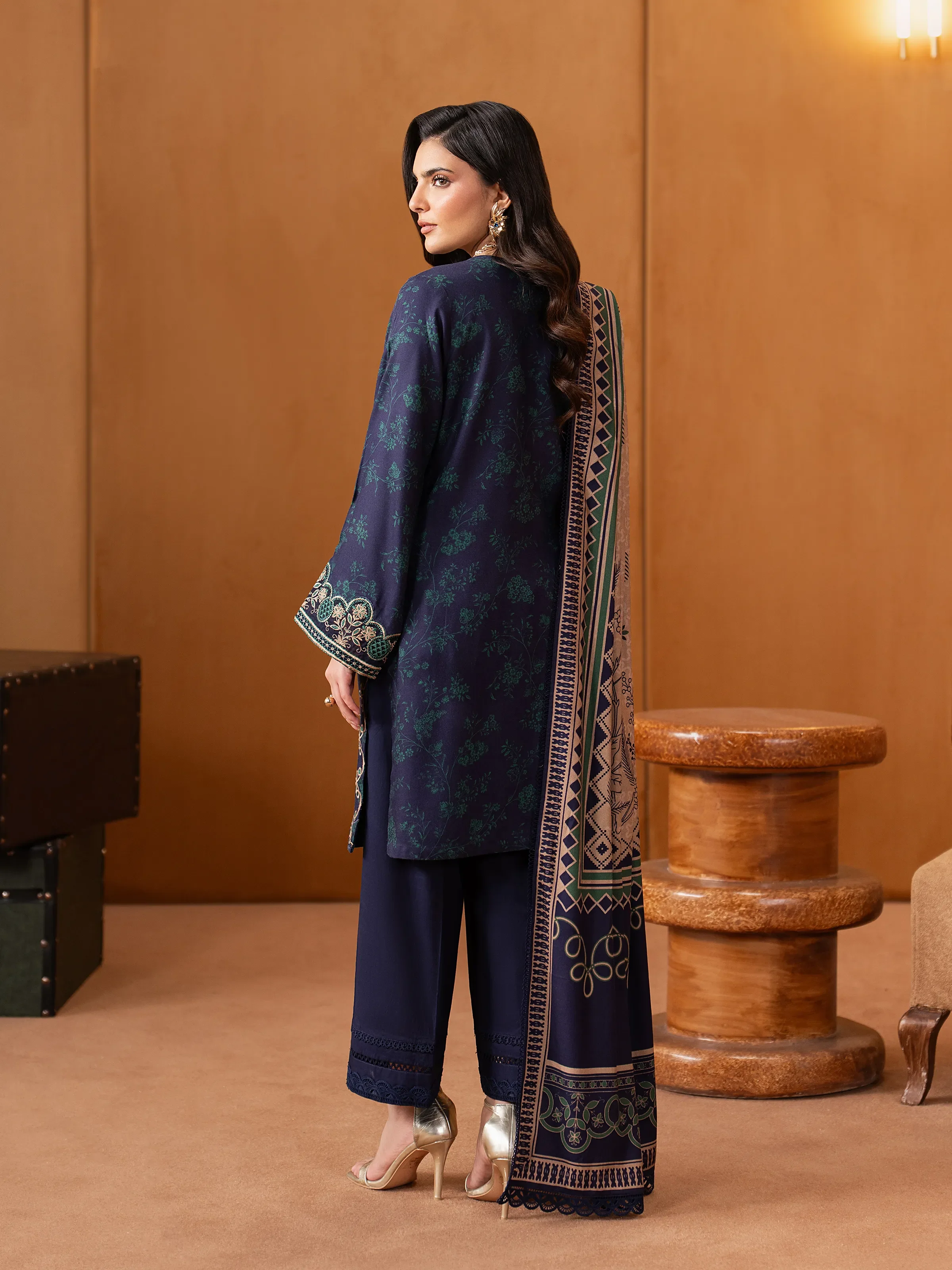 Unstitched Embroidered Twill Viscose Suit - EWU5V20-32082-3P - Image 6