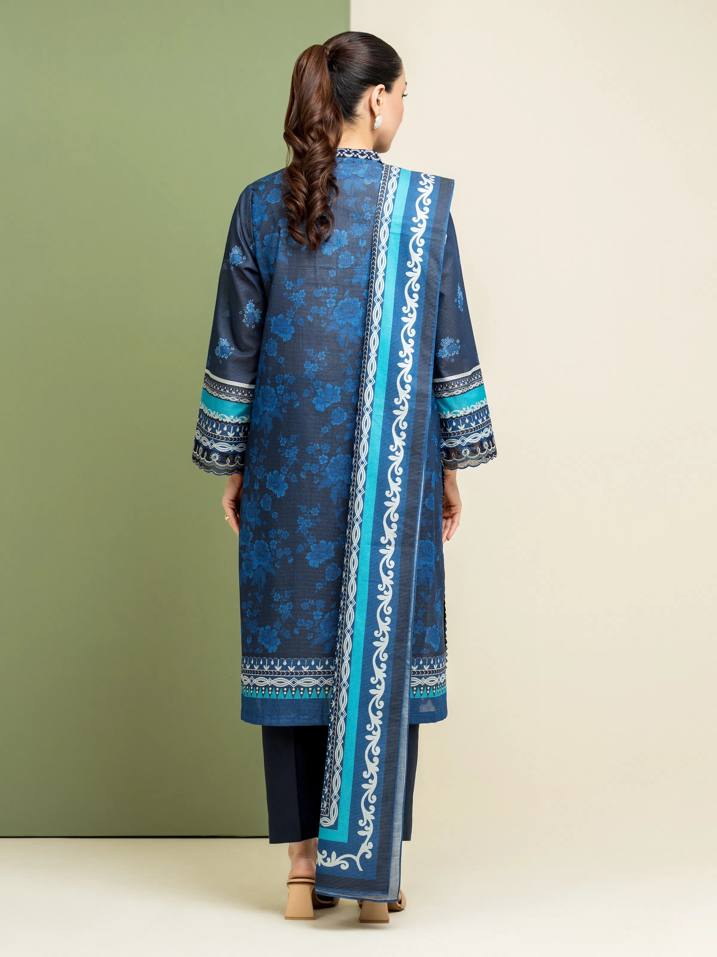 Unstitched Embroidered Lawn Suit - EWU5V1-31197-3P - Image 2