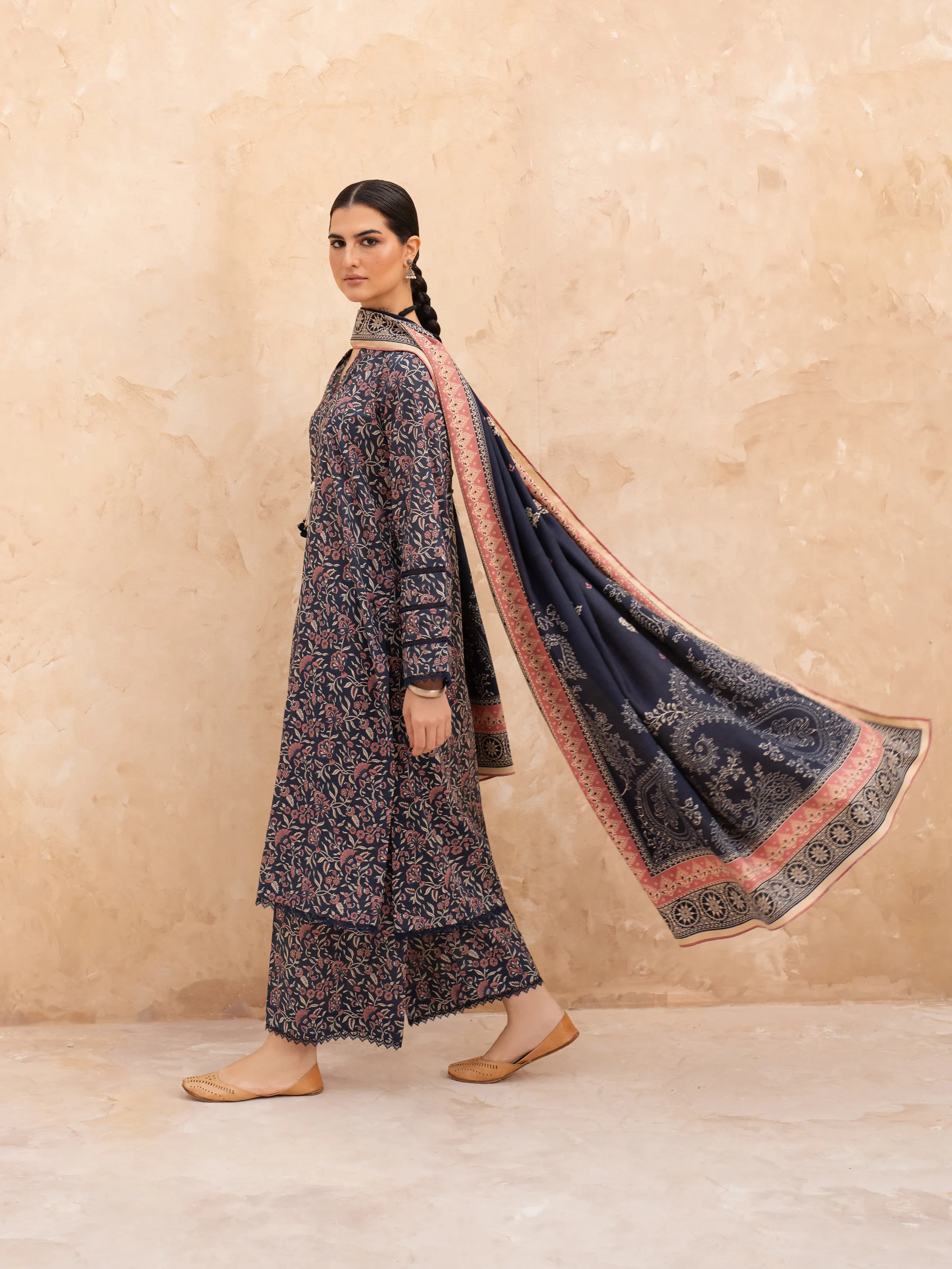 Unstitched Printed Khaddar Suit - EWU24M3-080 - Image 2