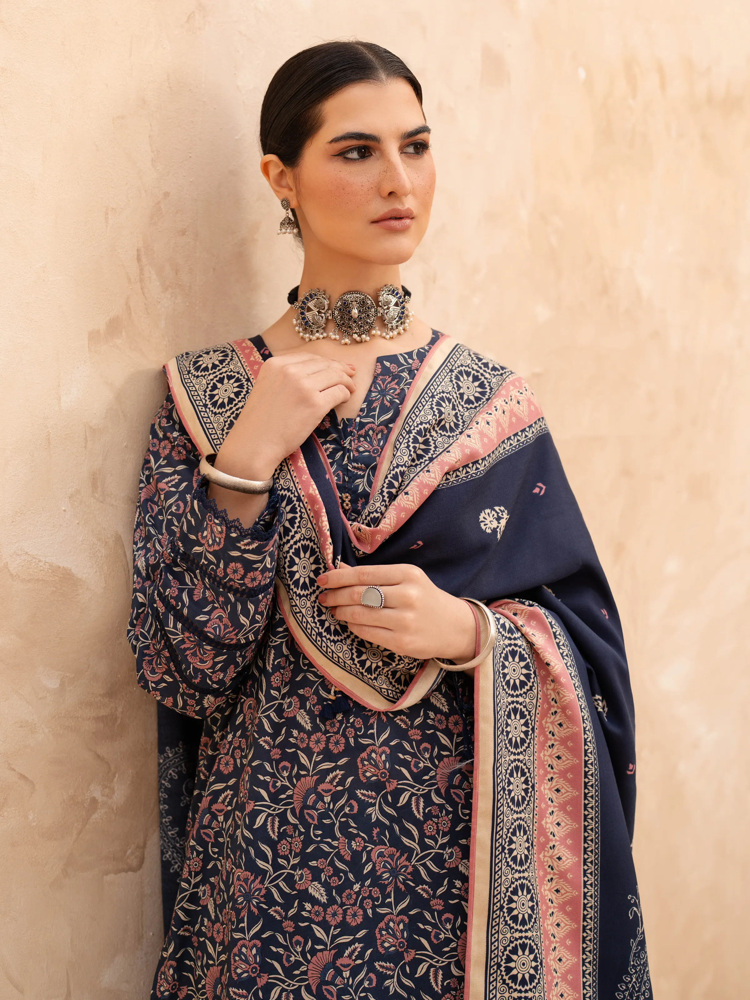 Unstitched Printed Khaddar Suit - EWU24M3-080 - Image 3