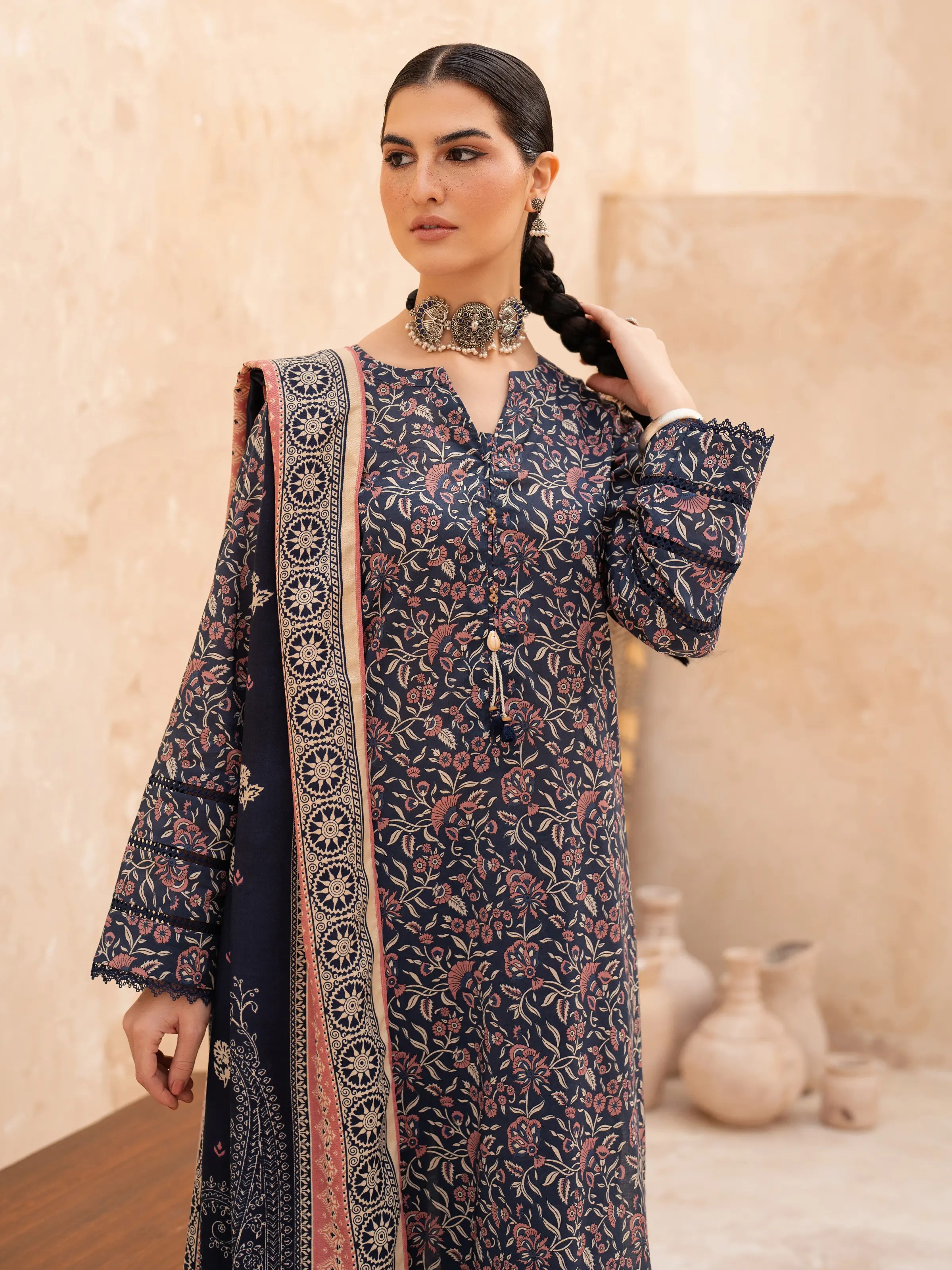 Unstitched Printed Khaddar Suit - EWU24M3-080 - Image 5
