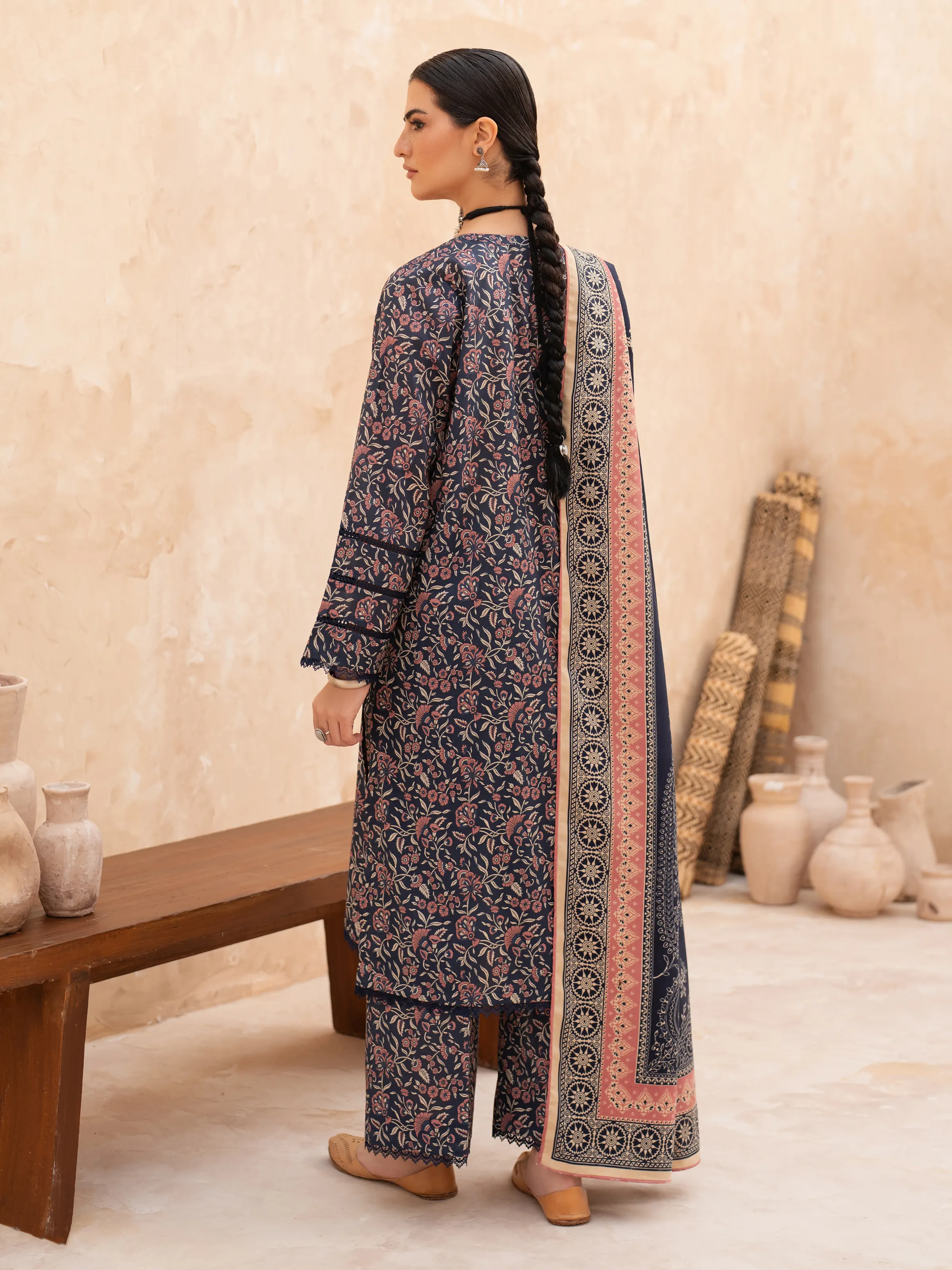 Unstitched Printed Khaddar Suit - EWU24M3-080 - Image 8