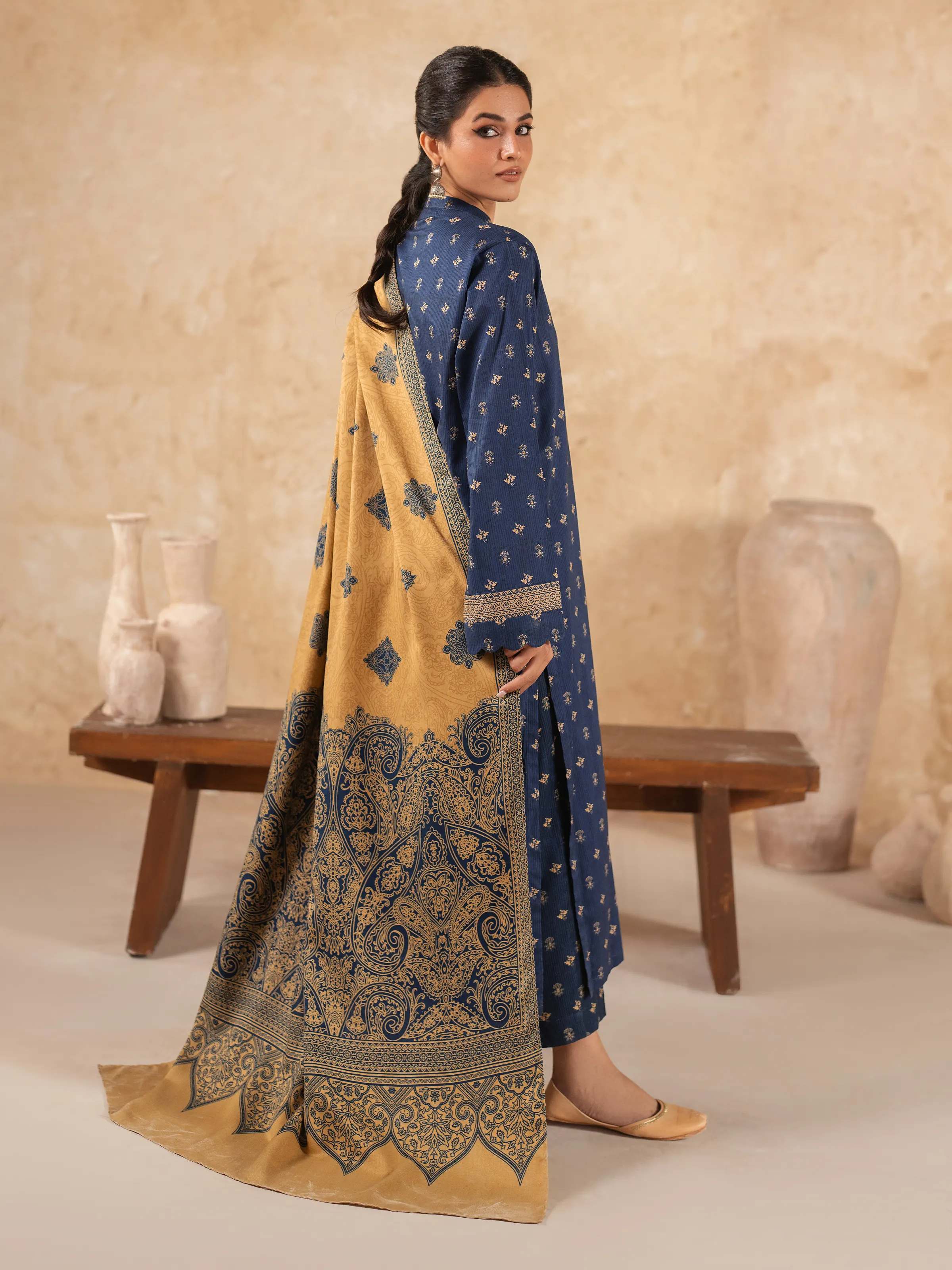 Unstitched Printed Khaddar Suit - EWU24M3-090 - Image 5