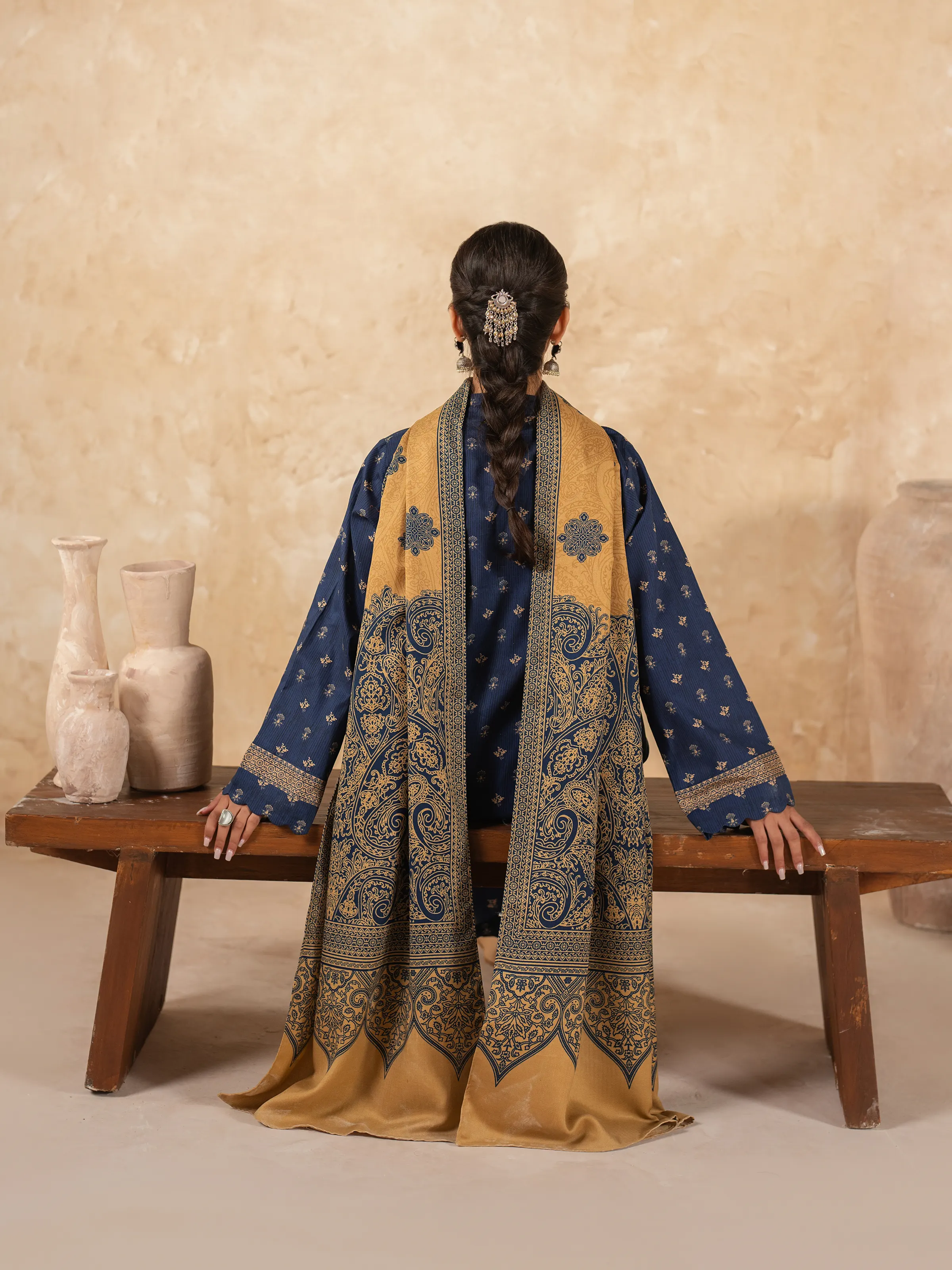 Unstitched Printed Khaddar Suit - EWU24M3-090 - Image 6