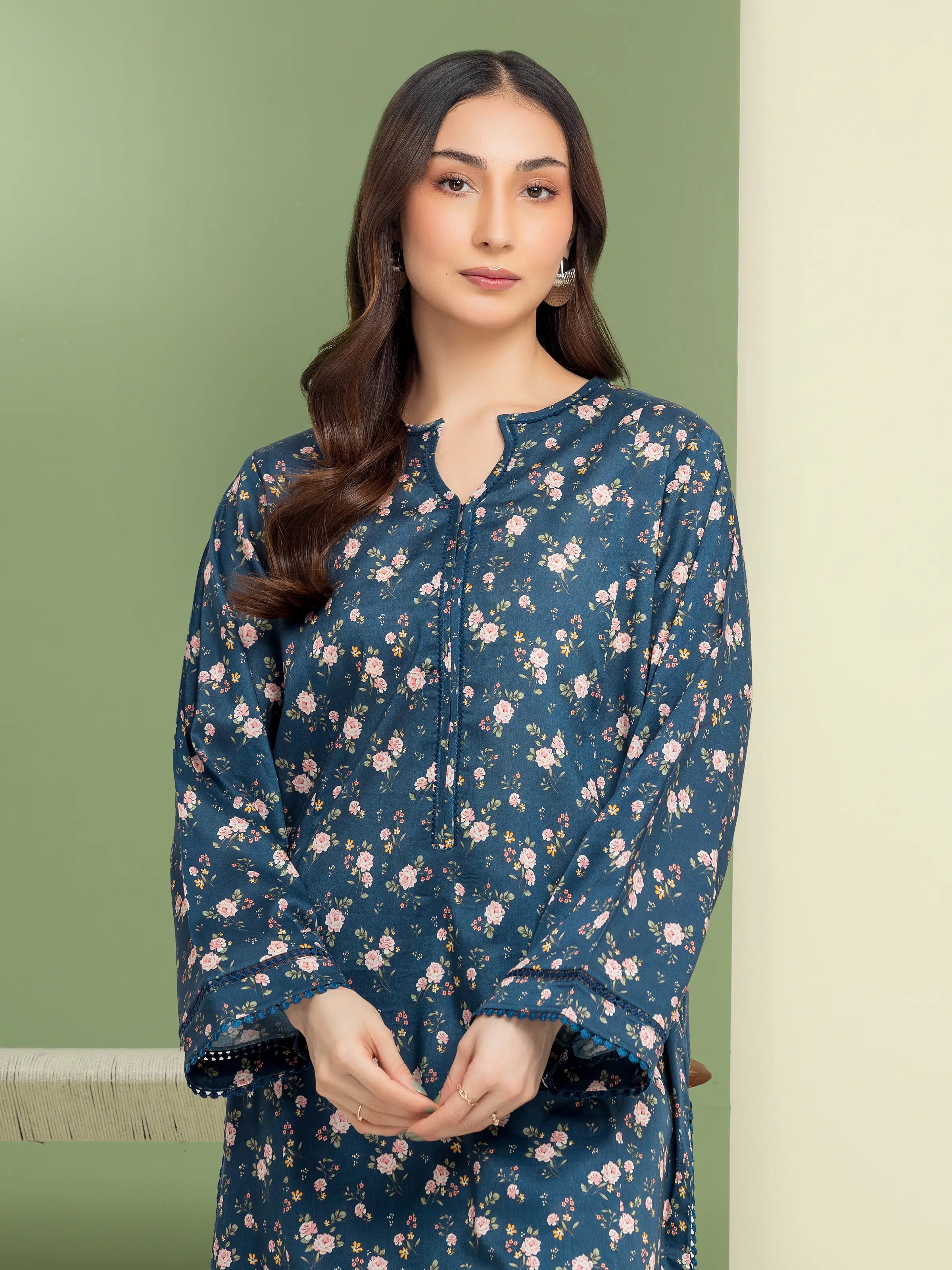 Unstitched Printed Lawn Shirt Trouser - EWU5A1-35679ST - Image 3