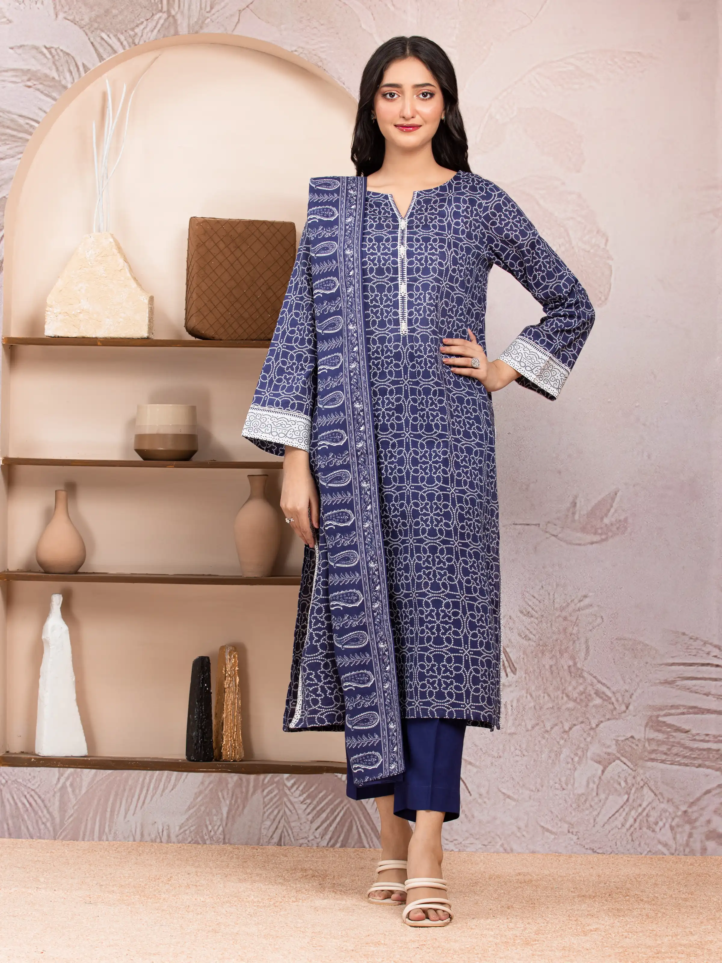 Unstitched Printed Lawn Suit - EWU5A1-35222-3P