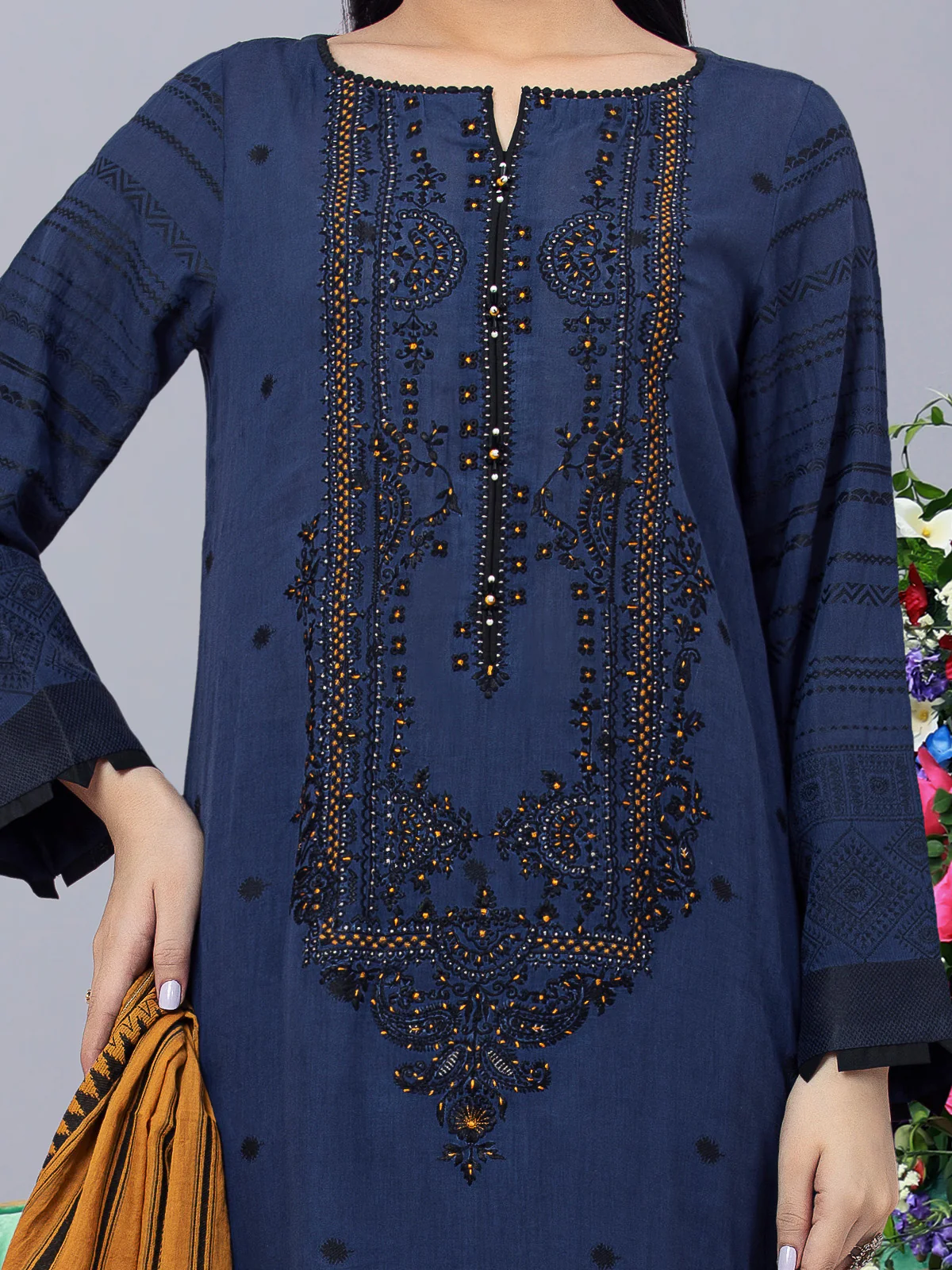 Unstitched Embroidered Jacquard Suit - EWU24V3-26623-3P - Image 2