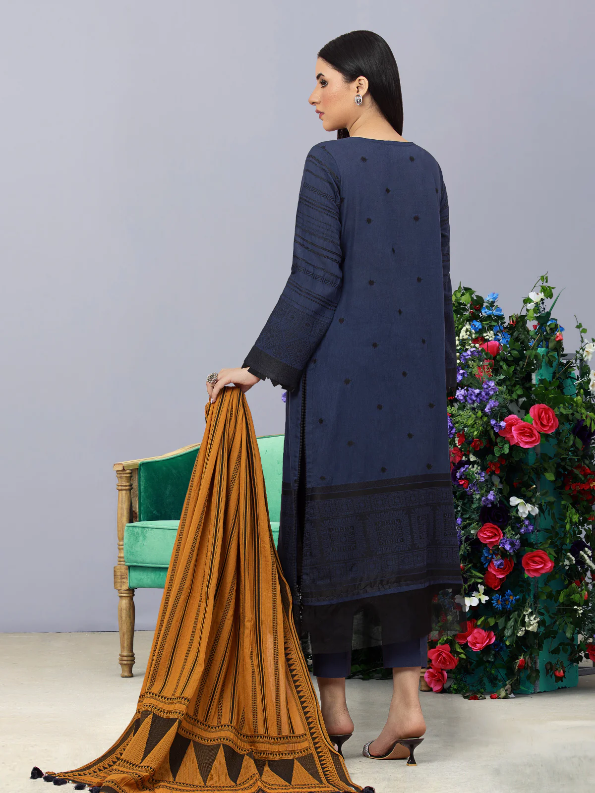 Unstitched Embroidered Jacquard Suit - EWU24V3-26623-3P - Image 3