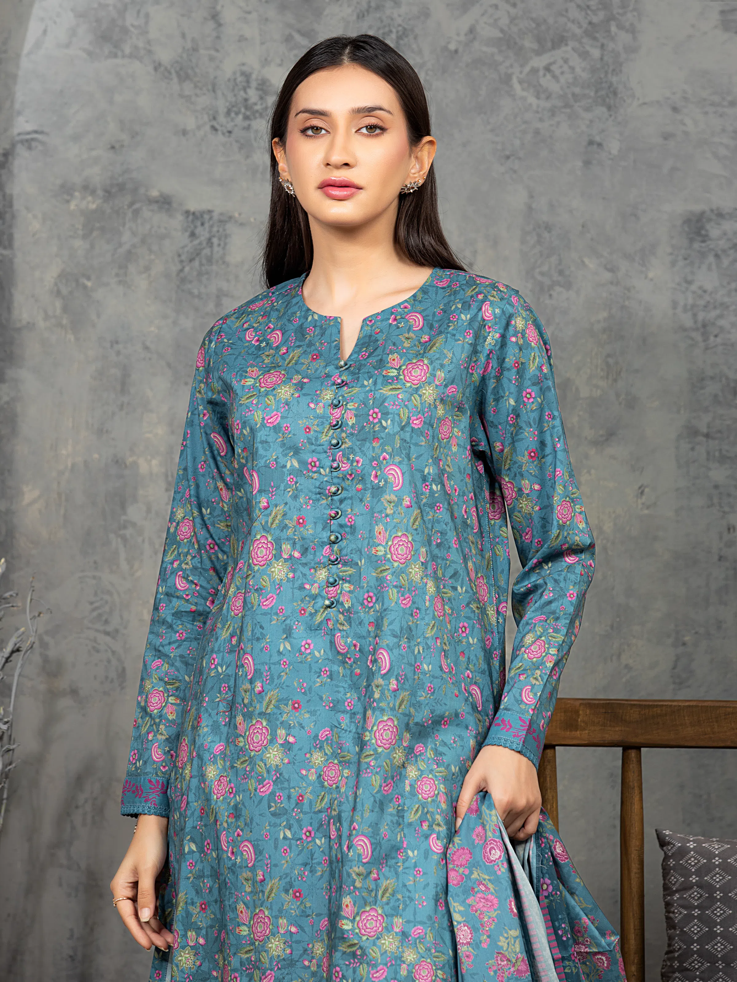 Unstitched Printed Cambric Suit - EWU5A2-35844-3P - Image 2