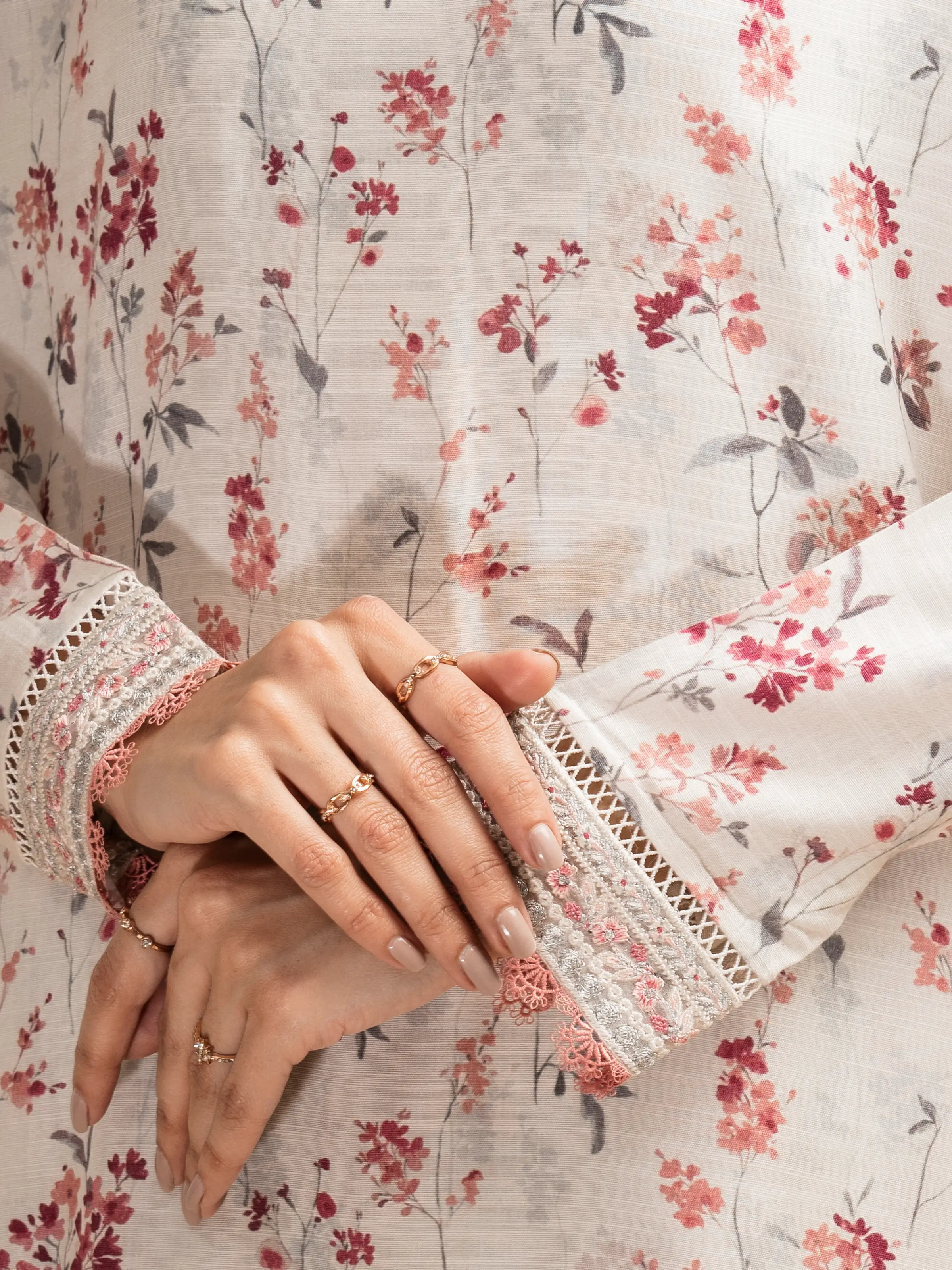 Unstitched Embroidered Raw Silk Suit - EWU5V16-30221-3P - Image 3