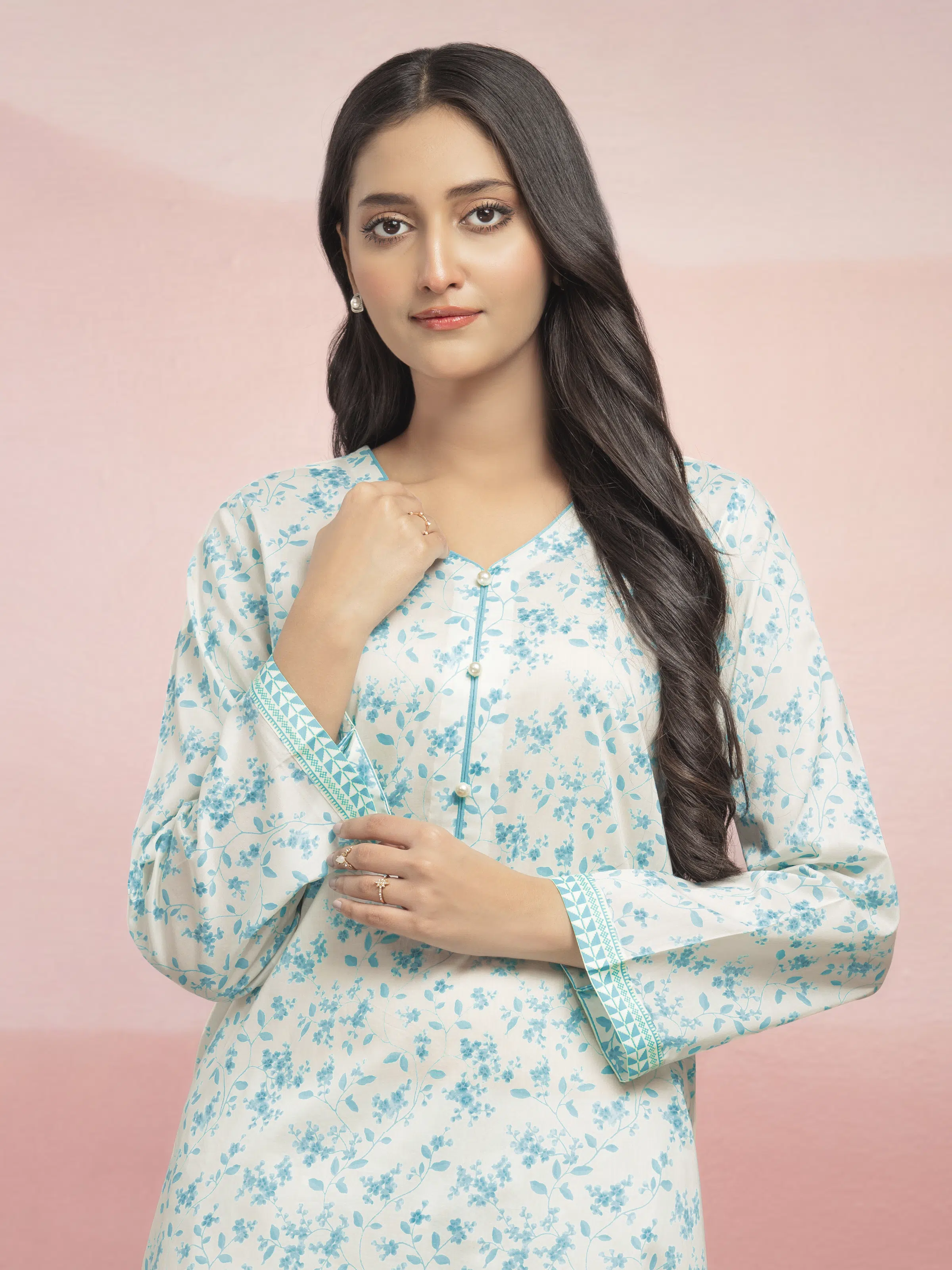 Unstitched Printed Lawn Shirt Trouser - EWU5A1-35406ST - Image 4