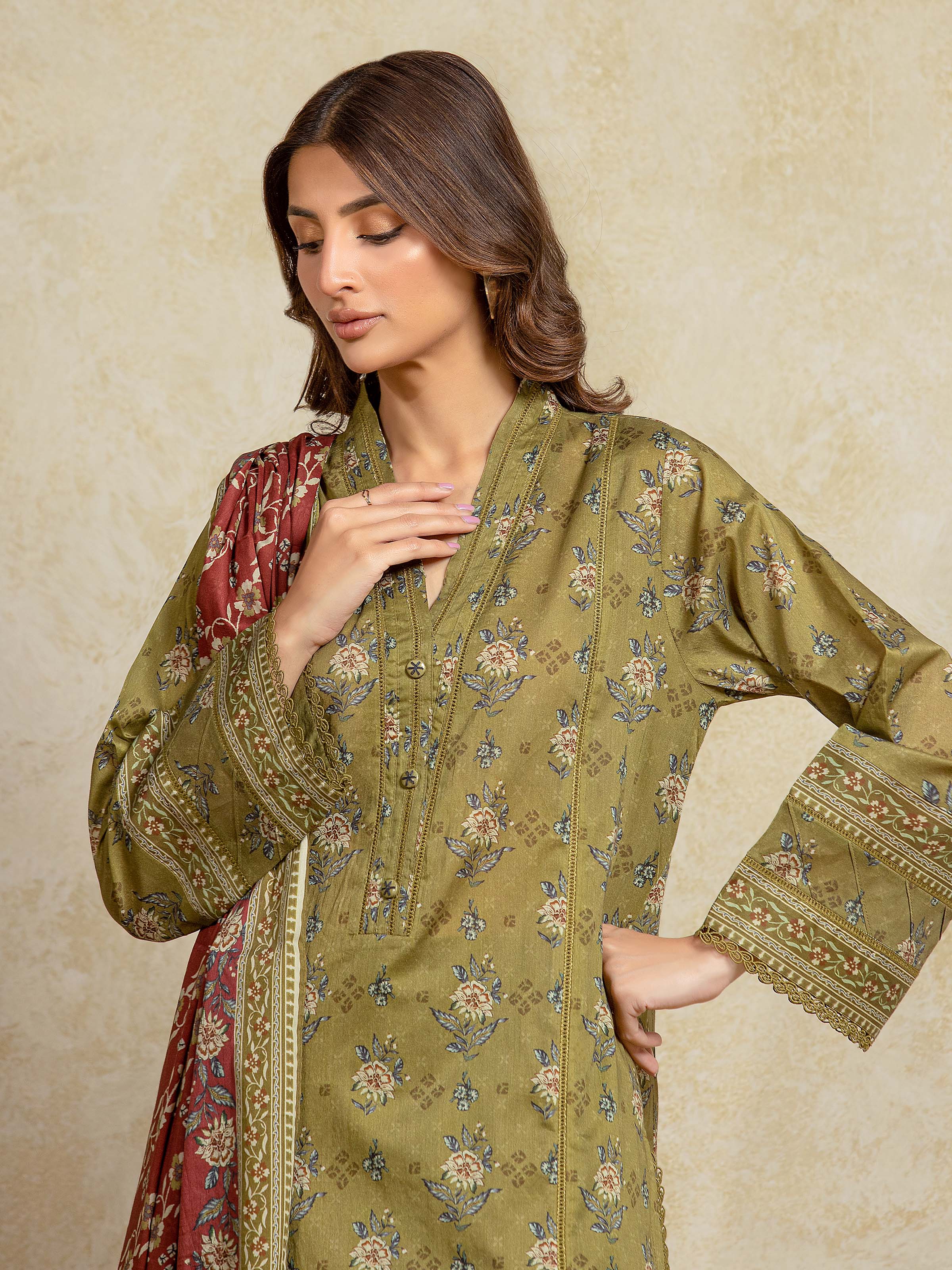 Unstitched Printed Khaddar Suit - EWU5A3-35957-3P - Image 2