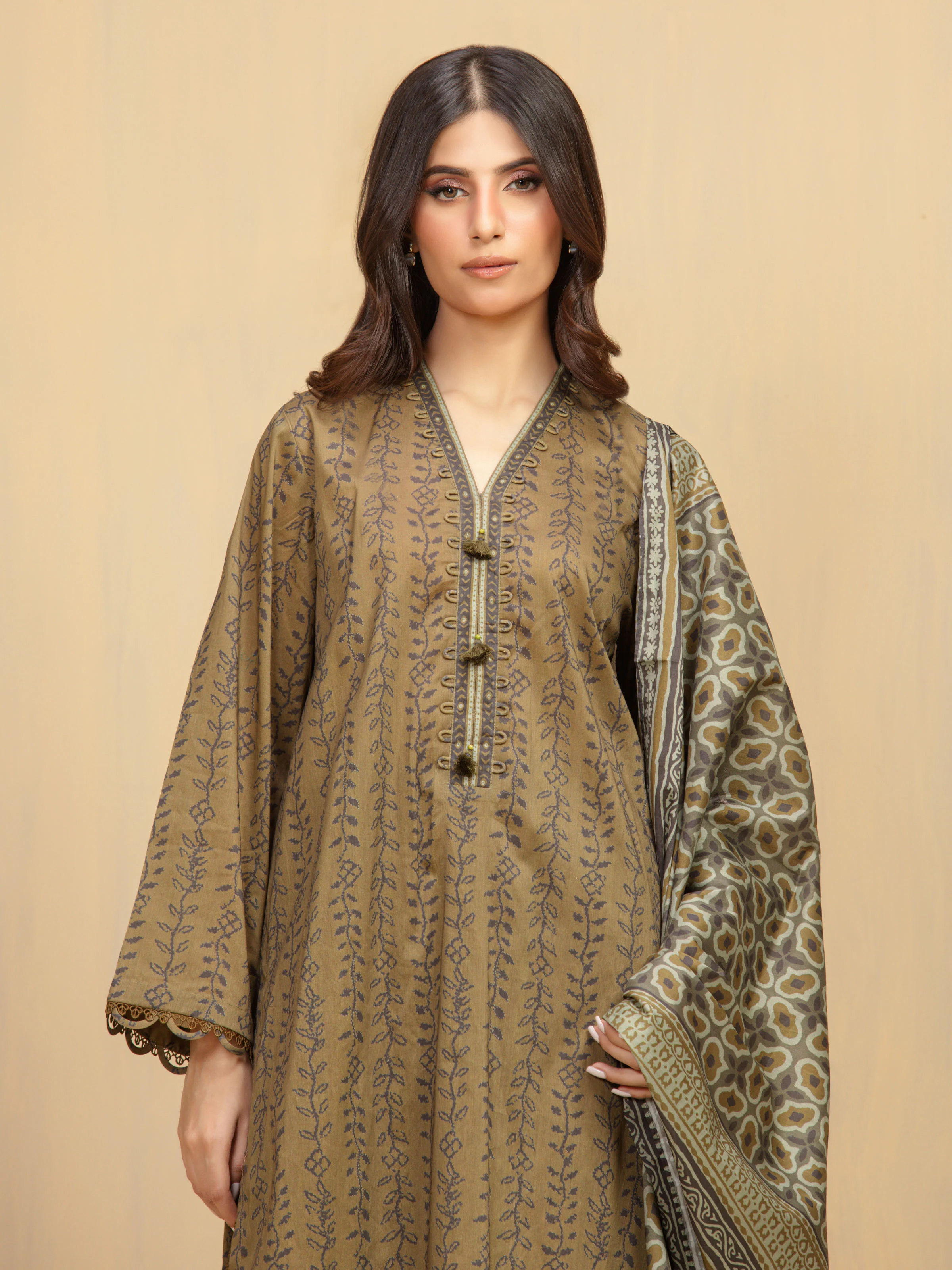 Unstitched Printed Khaddar Suit - EWU5A3-36024-3P - Image 2