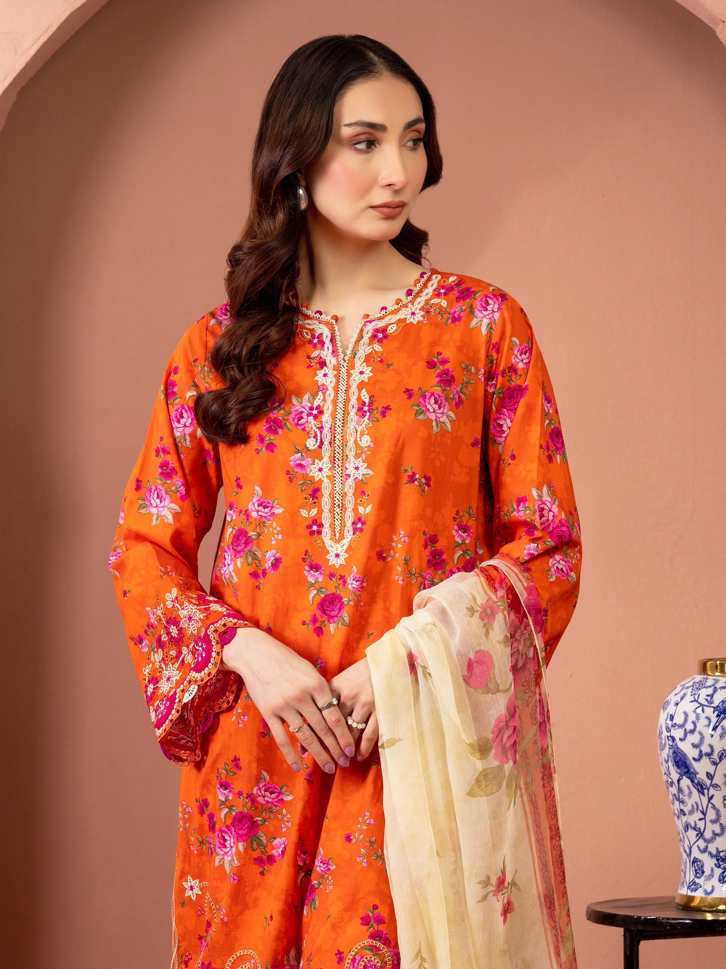 Unstitched Embroidered Lawn Suit - EWU5V1-31456-3P - Image 2