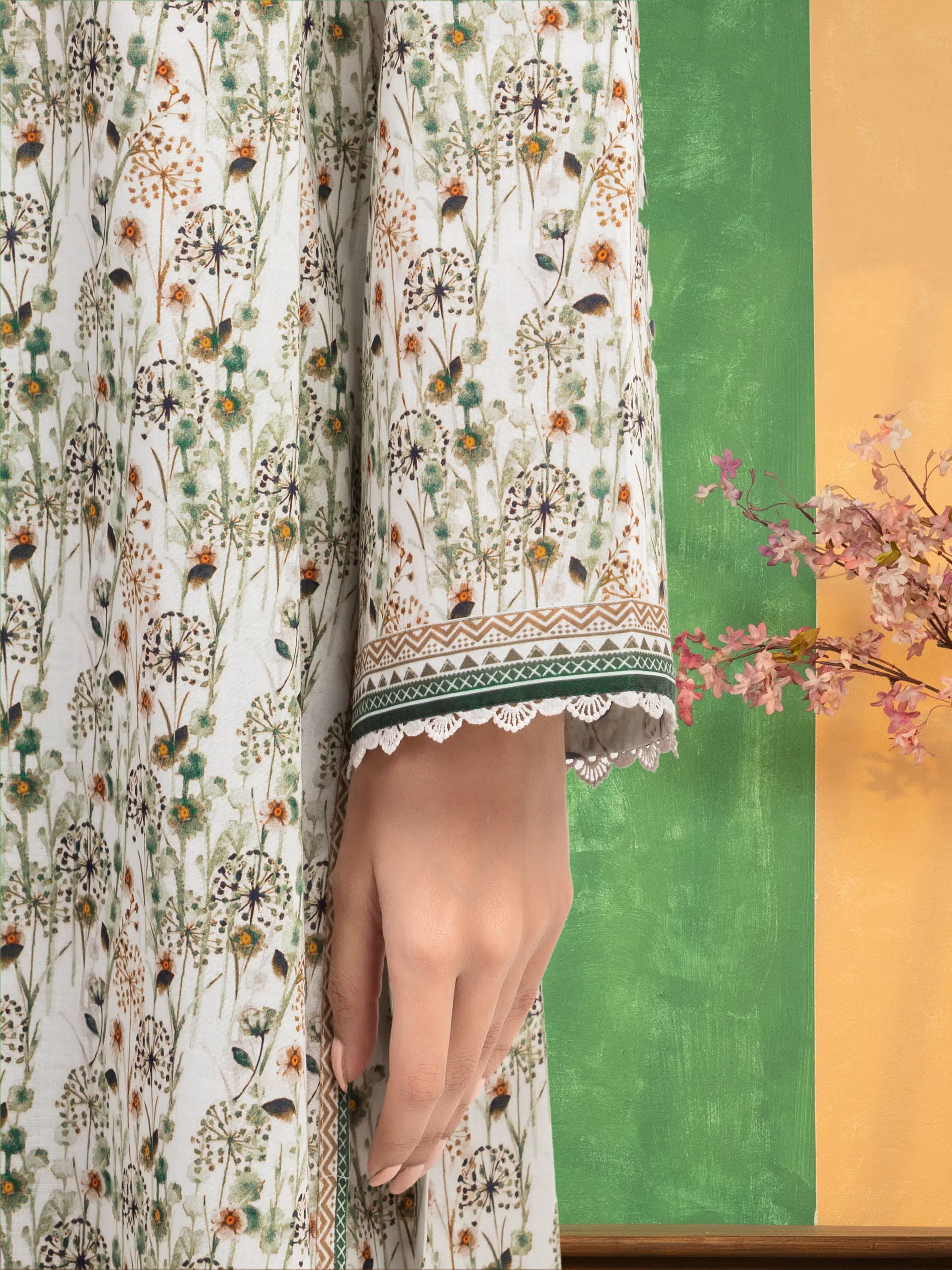 Unstitched Printed Lawn Shirt Trouser - EWU5A1-35433ST - Image 3