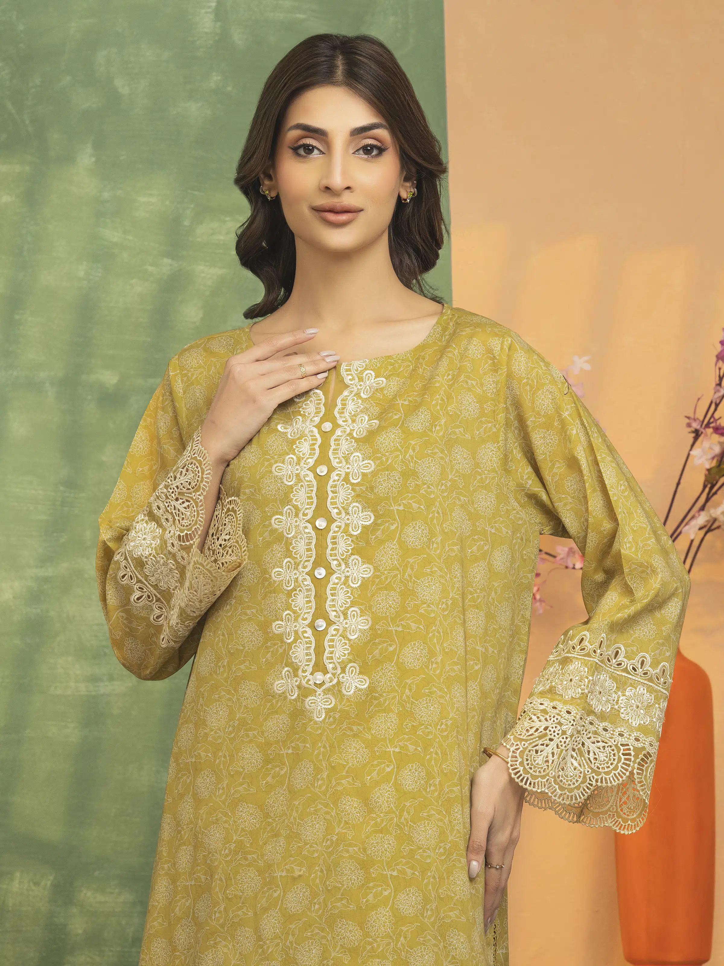 Unstitched Embroidered Lawn Shirt Trouser - EWU5V1-31471ST - Image 3