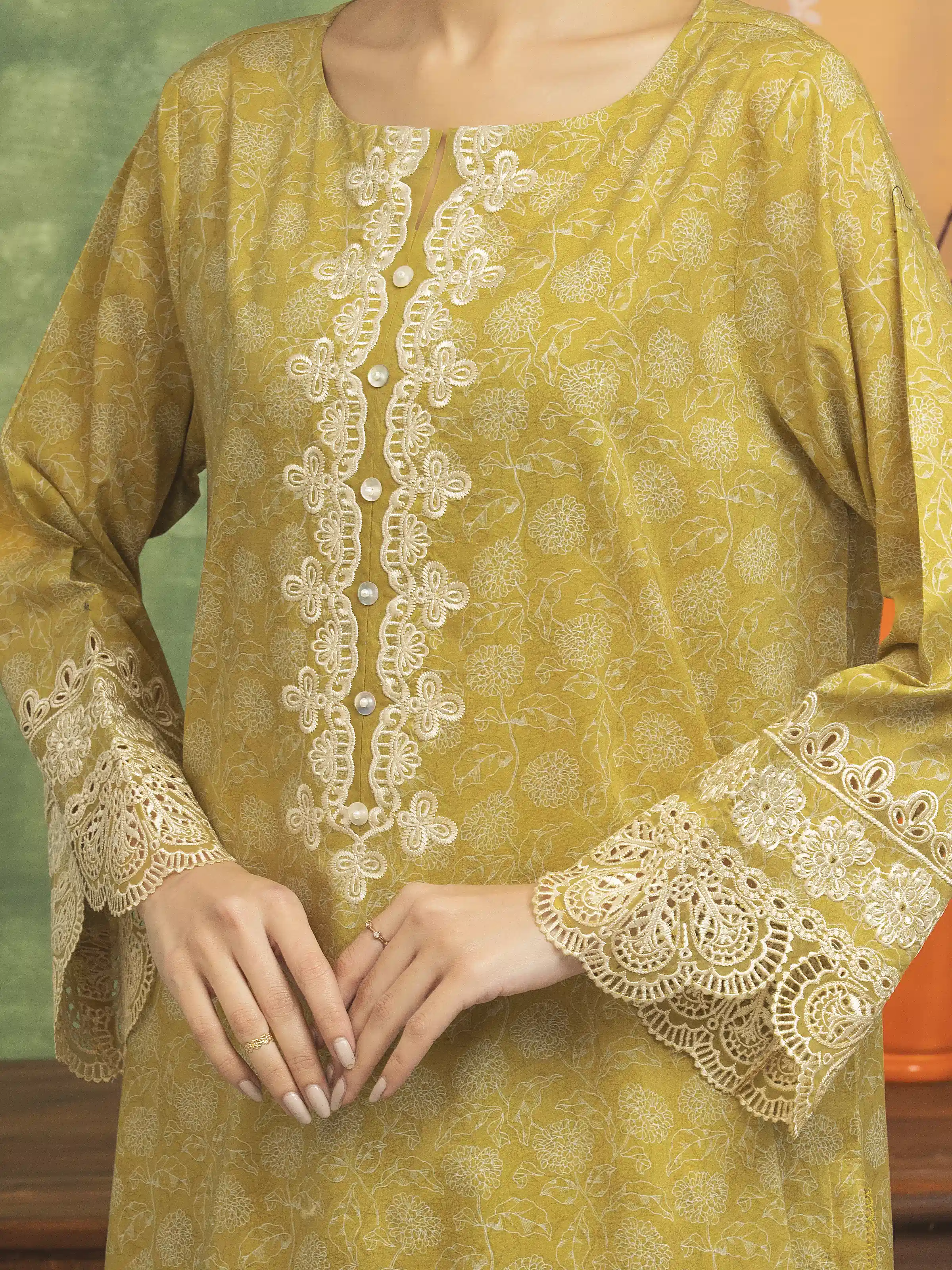 Unstitched Embroidered Lawn Shirt Trouser - EWU5V1-31471ST - Image 5